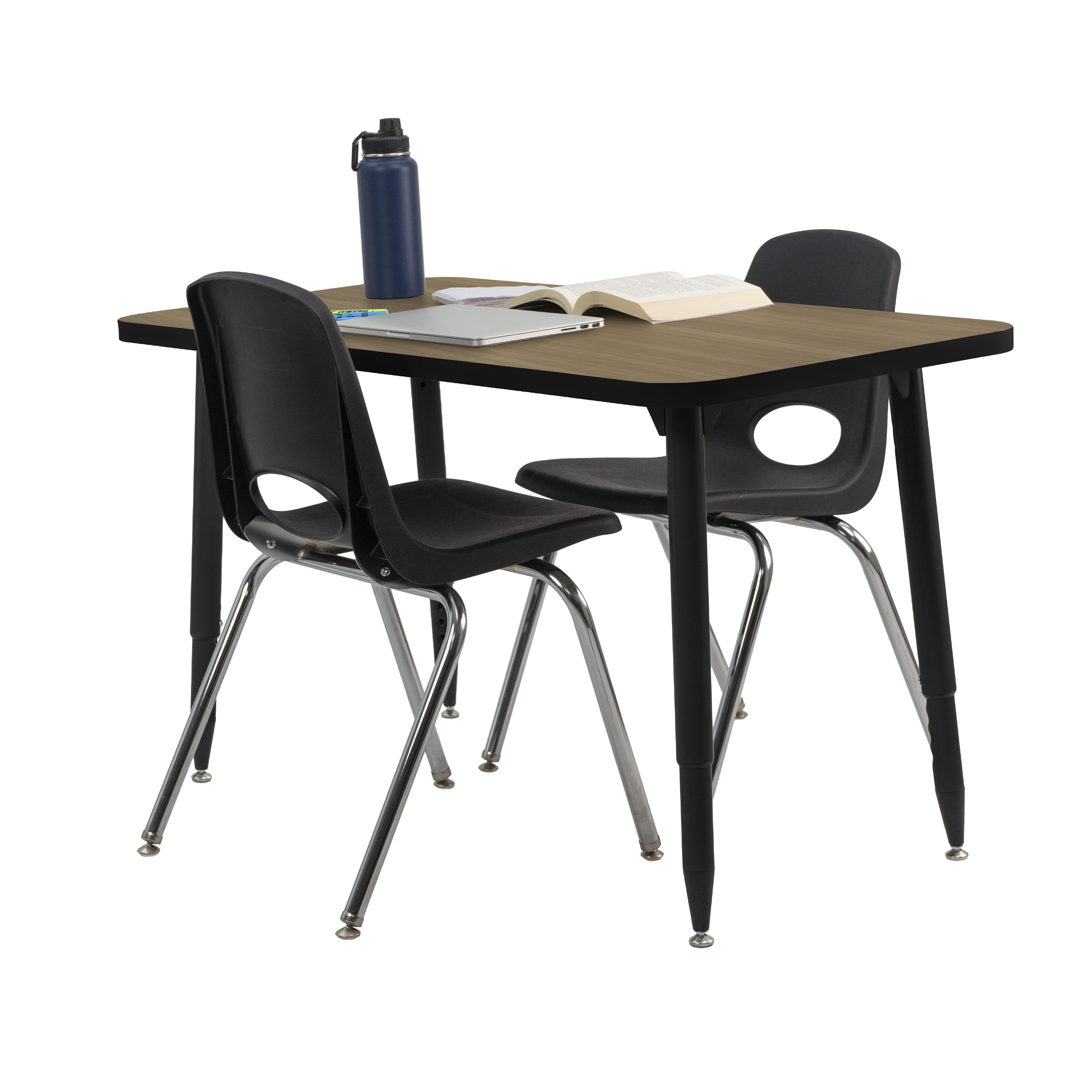 Adapte 24" x 48" Rectangle Thermofused Activity Table with Adjustable Tapered Legs - Pasadena Oak/Black