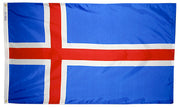 Iceland Flag 5x8 ft. Nylon SolarGuard Nyl-Glo 100% Made in USA to Official United Nations Design Specifications.