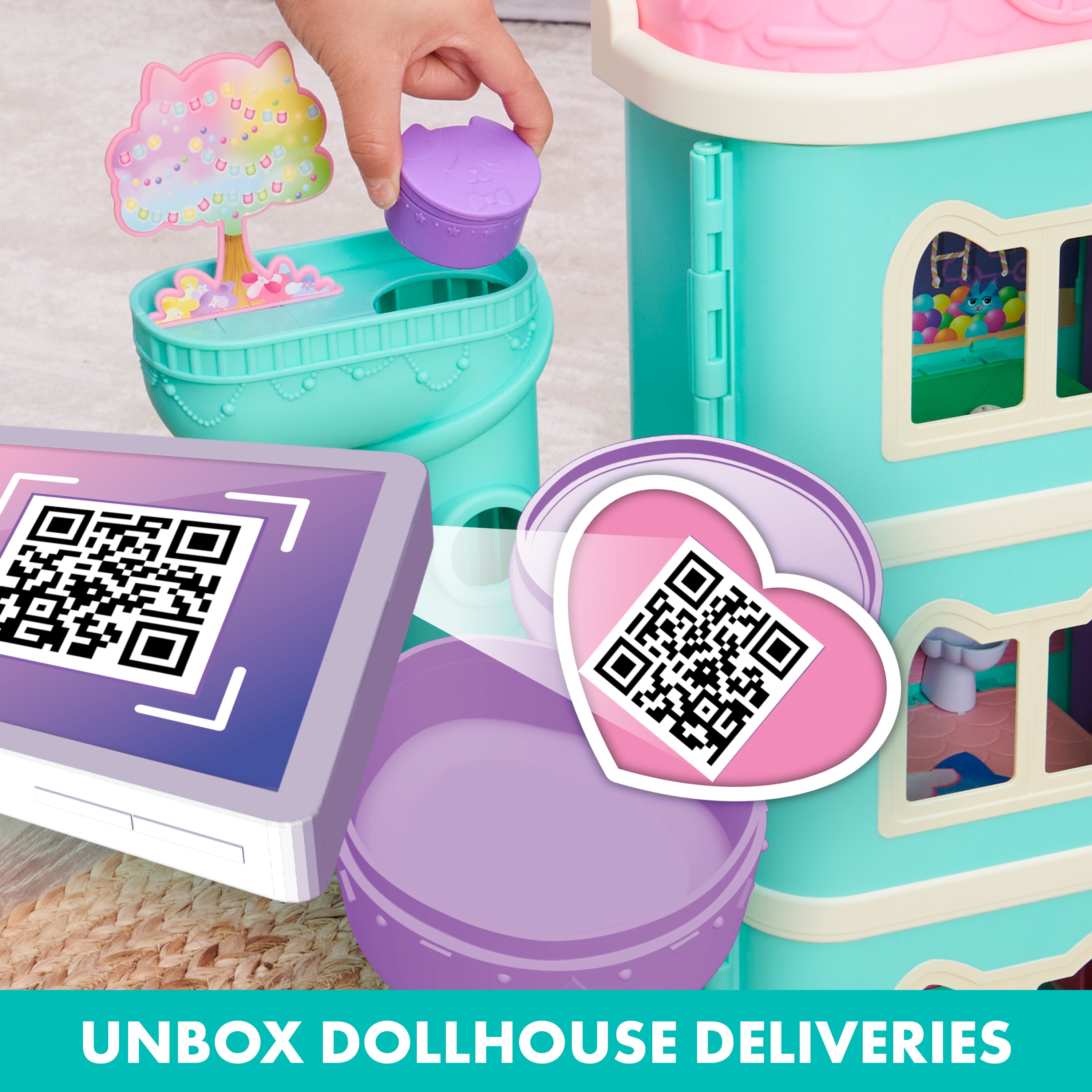 Gabby’s Dollhouse, Purrfect Dollhouse with 2 Toy Figures, 8 Furniture Pieces, 3 Accessories, 2 Deliveries and Sounds, Kids Toys for Ages 3 and up