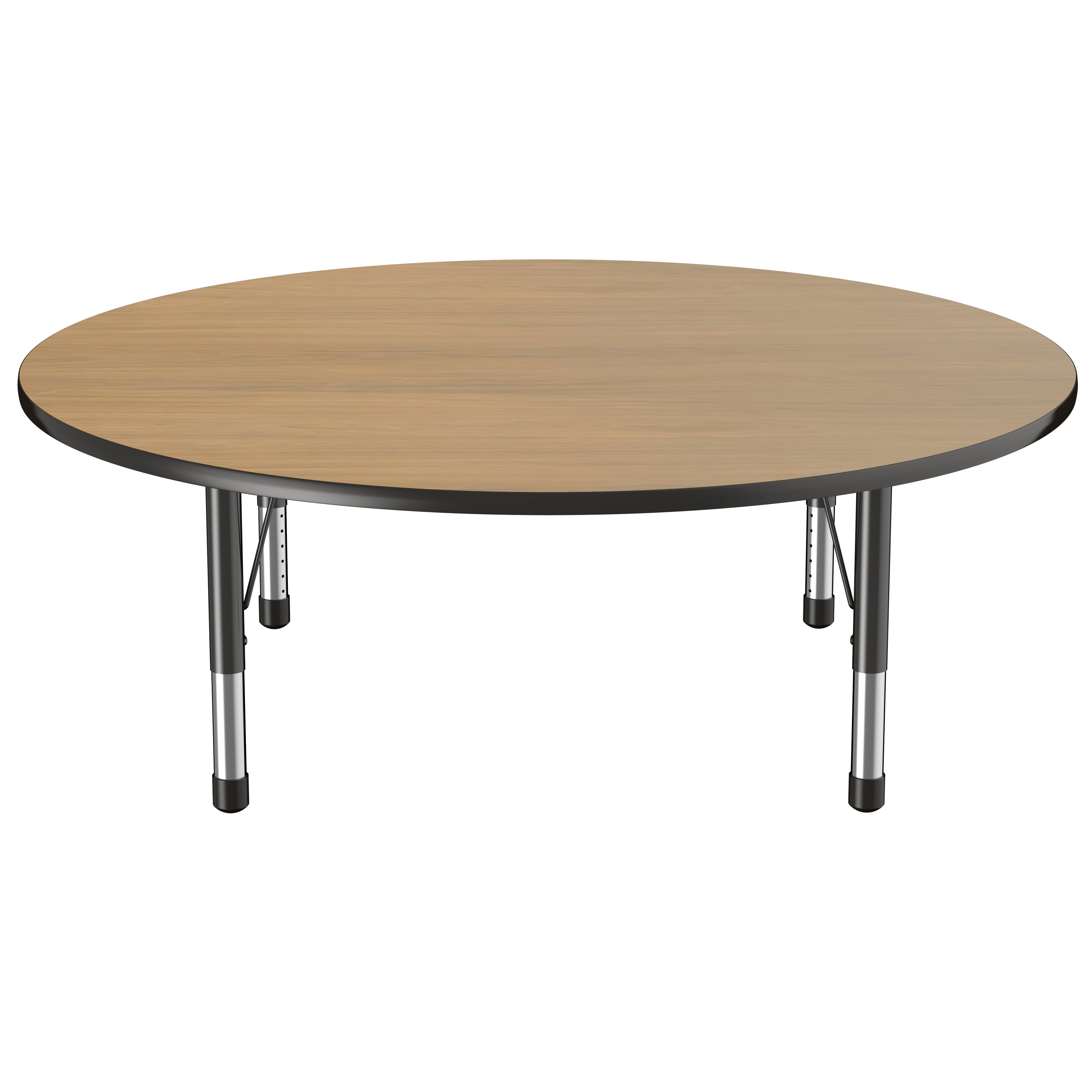 60" Round T-Molding Activity Table with Adjustable Chunky Legs - Pasadena Oak/Black