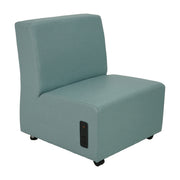 Pro Series Upholstered Armless Mobile Chair with Tech Panel - Sky Blue Crosshatch