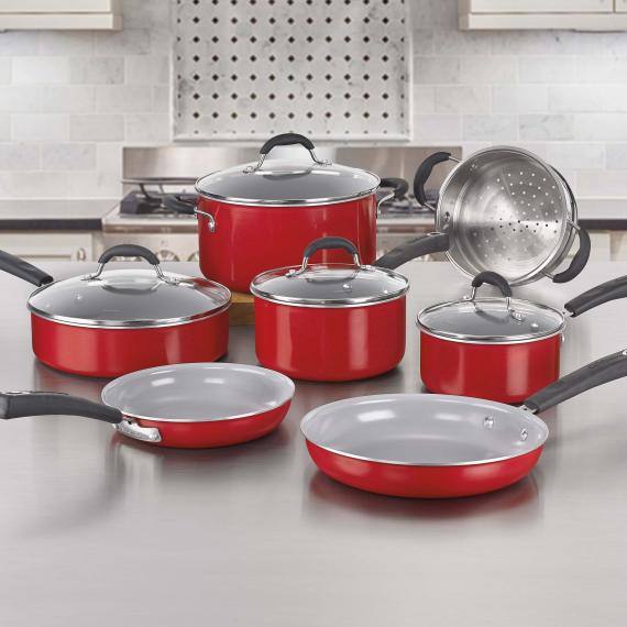 11 Piece Set Ceramica XT Nonstick Cookware - Red