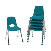 16" Stack Chair with Ball Glides, 6-Piece - Teal