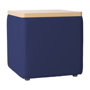 Pro Series Upholstered 18" x 18" Square Ottoman Table 18" Height - Navy/Maple