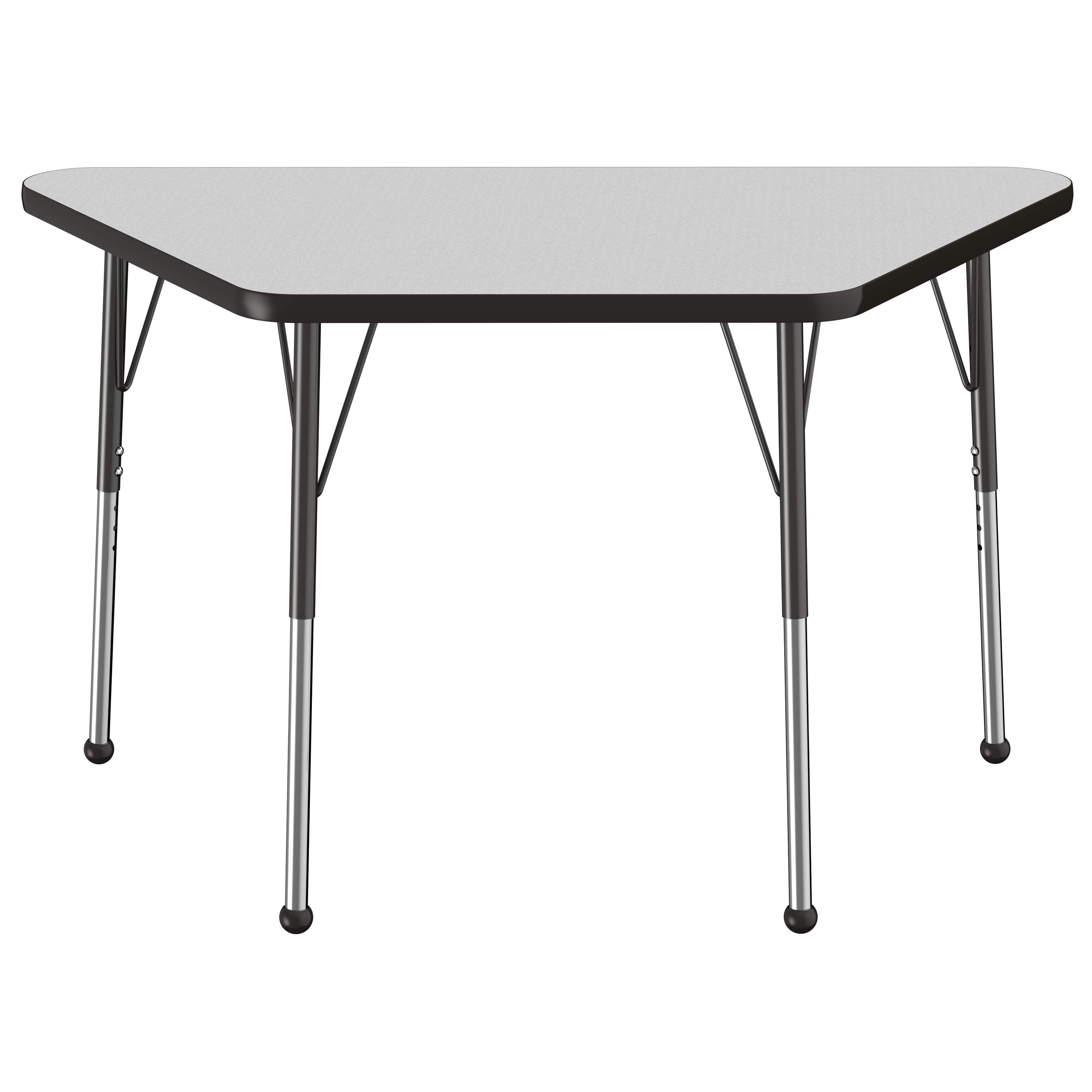24" x 48" Trapezoid T-Molding Activity Table with Adjustable Standard Ball Glide Legs - Gray/Black
