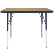 24" x 36" Rectangle T-Molding Activity Table with Adjustable Standard Swivel Glide Legs - Pasadena Oak/Black