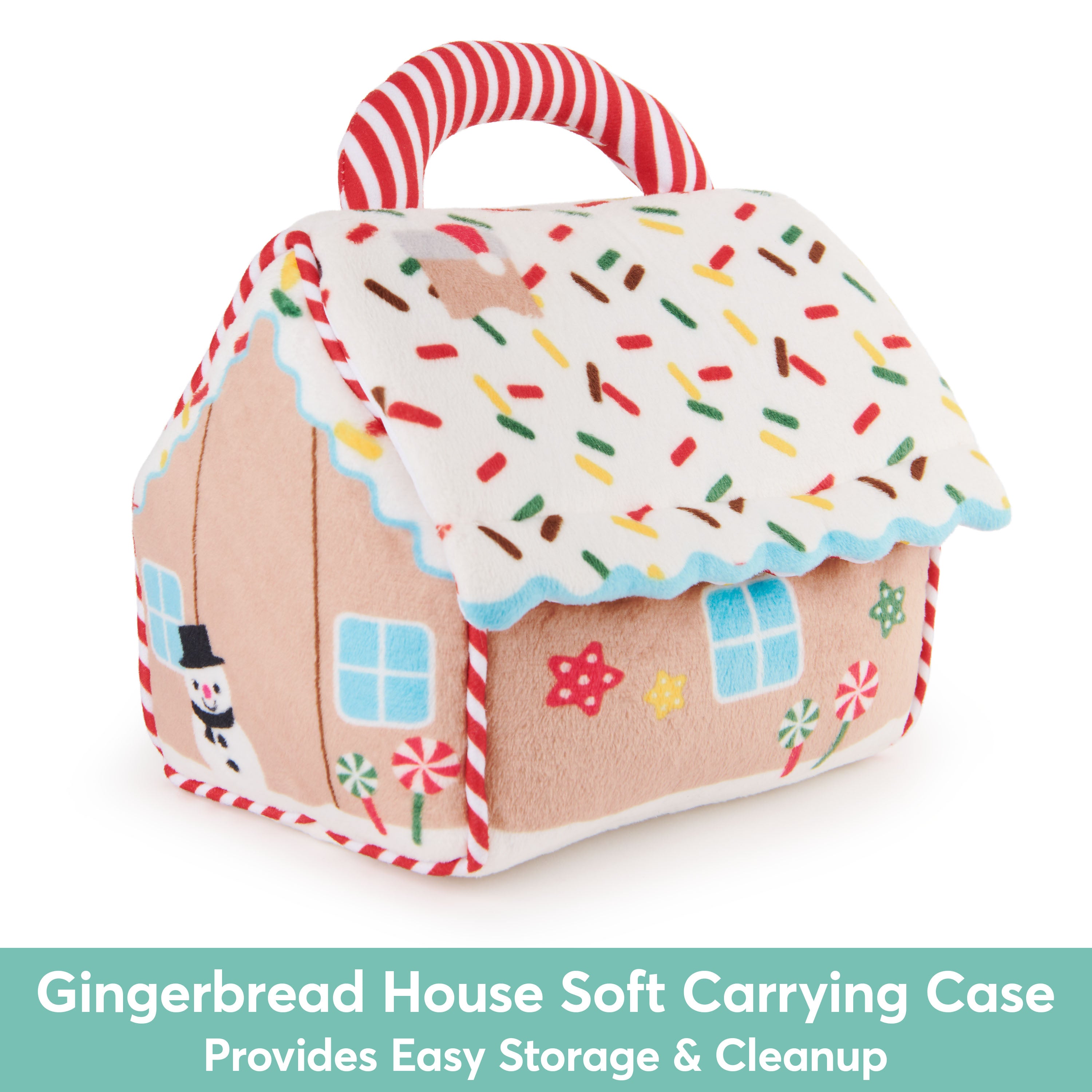 Baby GUND Play Soft Collection, My First Gingerbread House 5-Piece Playset with Rattle, Squeaker and Crinkle Plush Toys, Sensory Toy for Babies, 7.5”