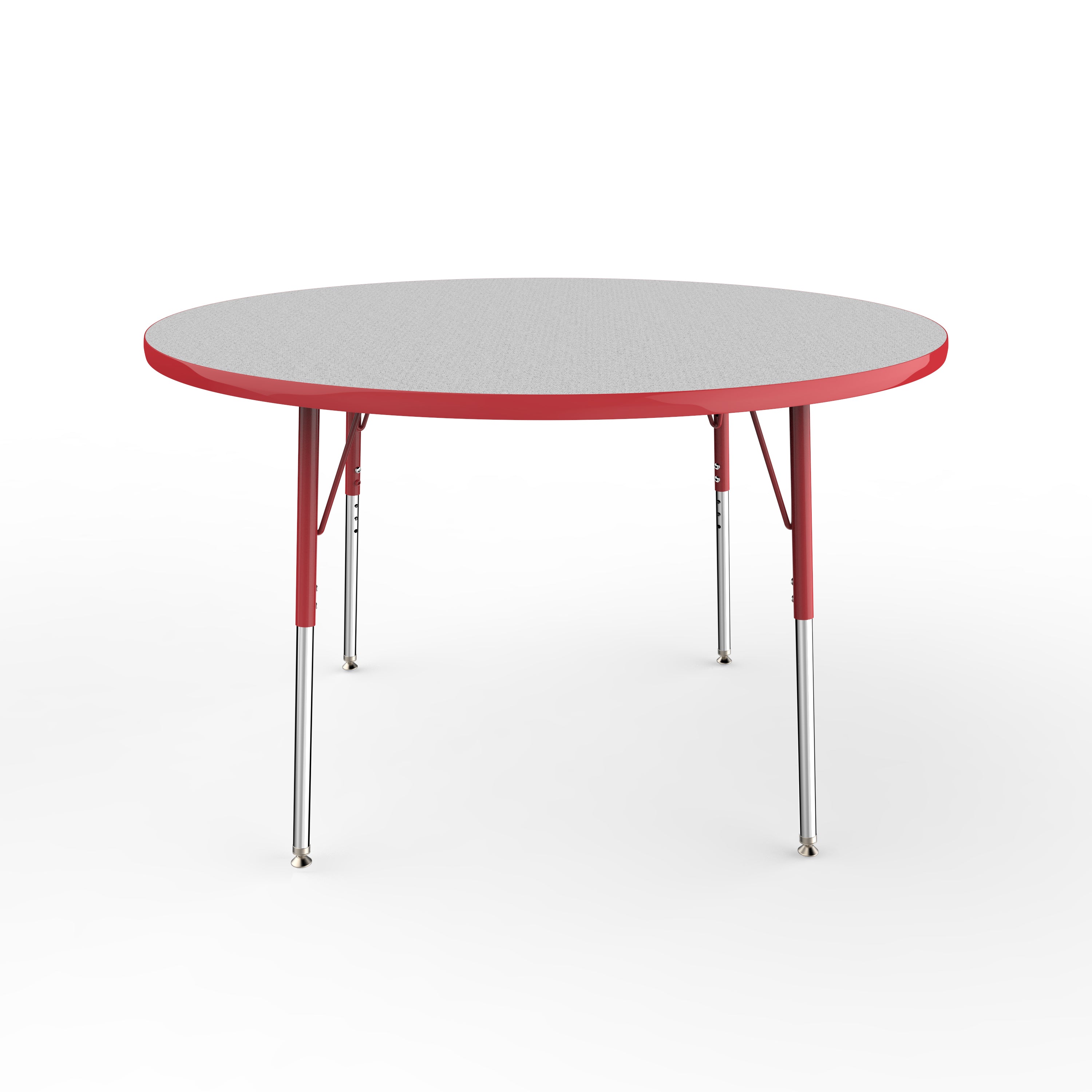 48" Round T-Molding Activity Table with Adjustable Standard Swivel Glide Legs - Gray/Red