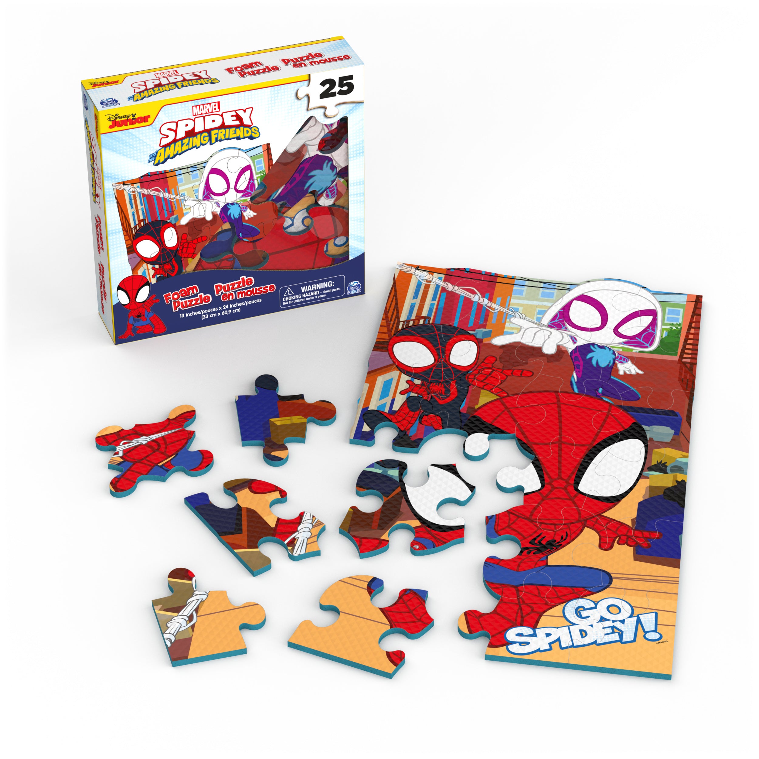Spin Master Games, Marvel Spidey and His Amazing Friends Puzzles, Squishy Foam Puzzle, 25 Pieces, Spiderman Toys, for Ages 4 & Up