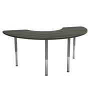 36" x 72" Half Moon La Madera Activity Table with Adjustable Super Legs - Gray Wood/Silver