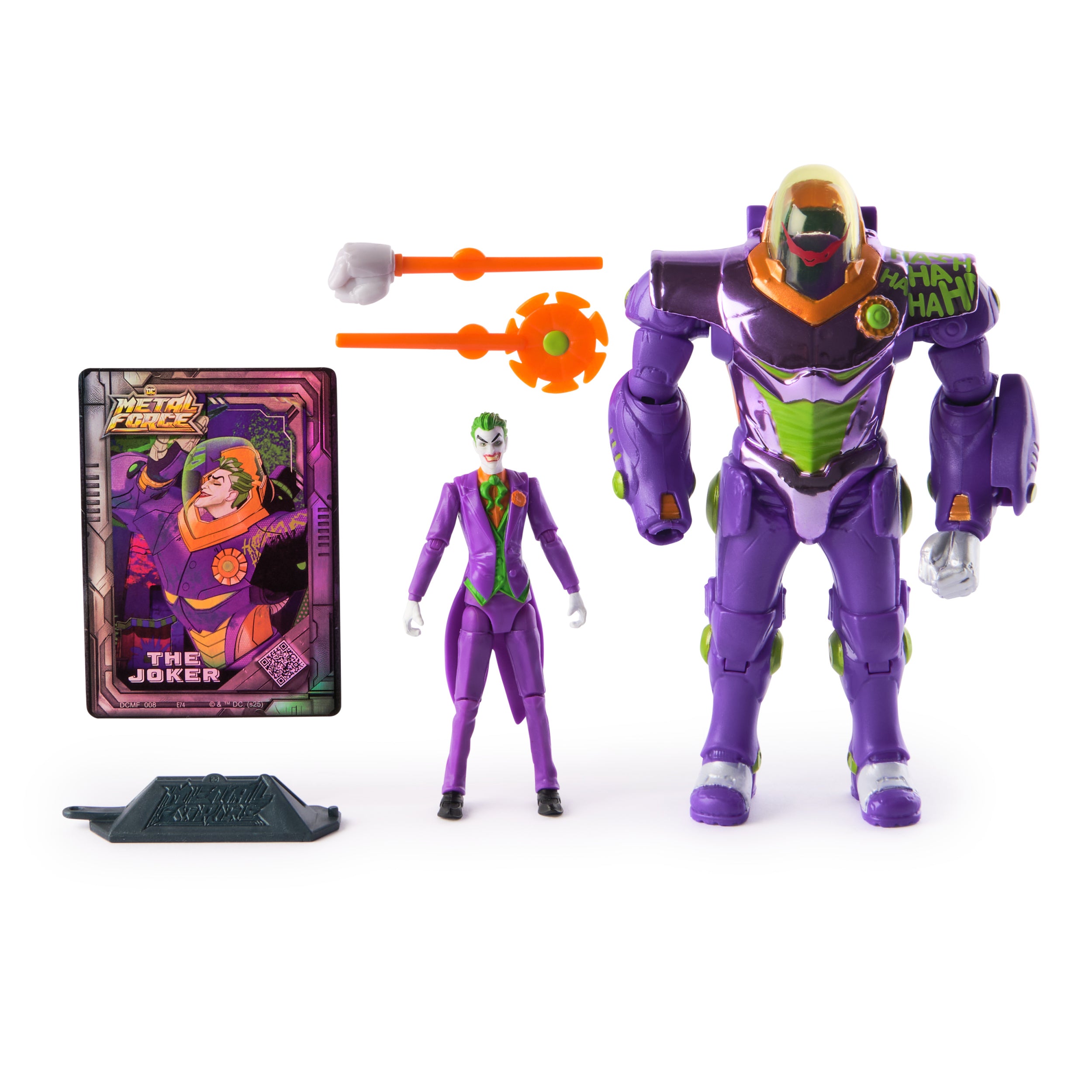 DC Comics, Metal Force The Joker Action Figure, 6-Inch with 4-Inch Mini Figure, Built-in Blaster and Armor Suit, Super Hero Kids Toys for Boys and Girls Ages 4 and Up