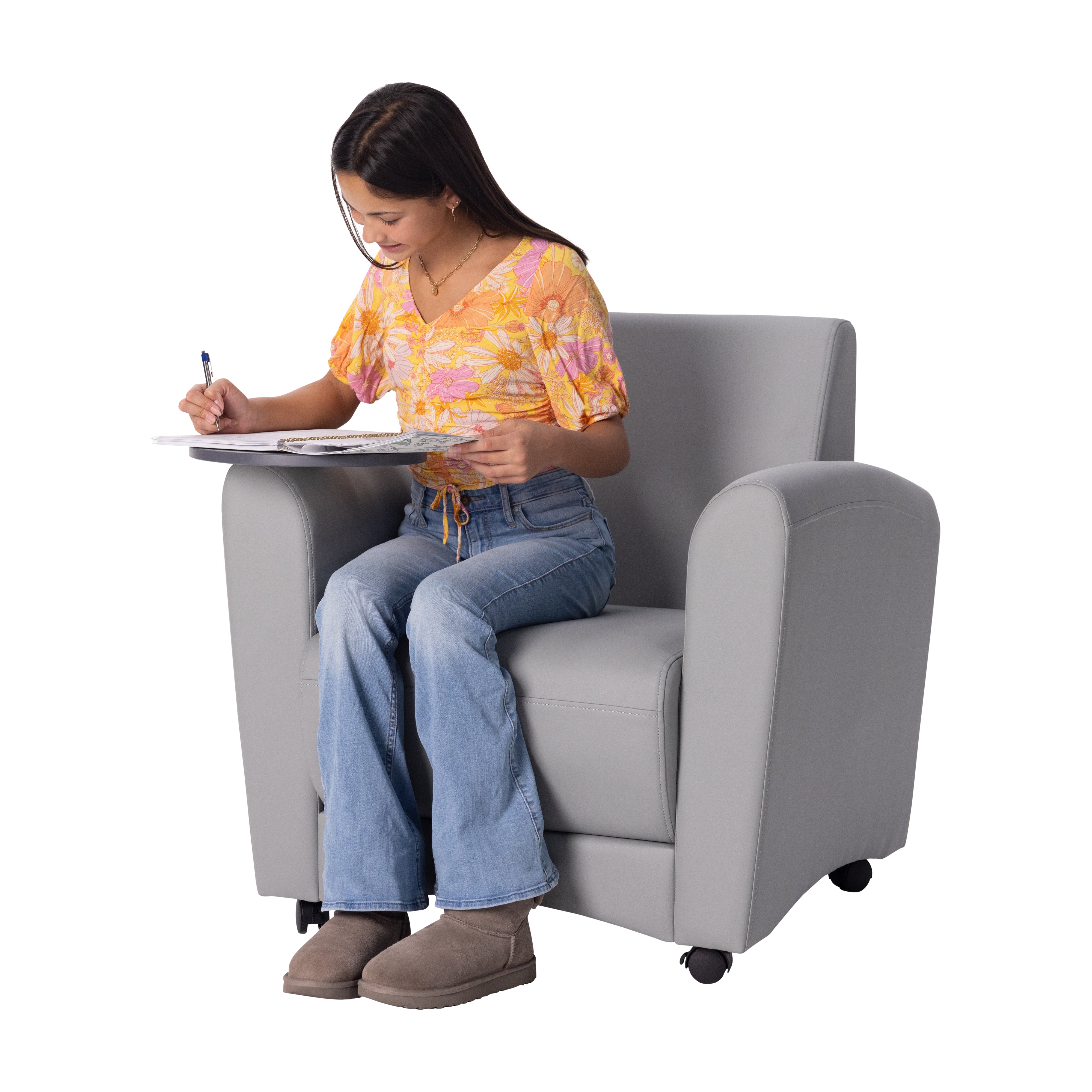 Pro Series Upholstered Common Area Chair with Tablet - Gray/Cosmic Strandz
