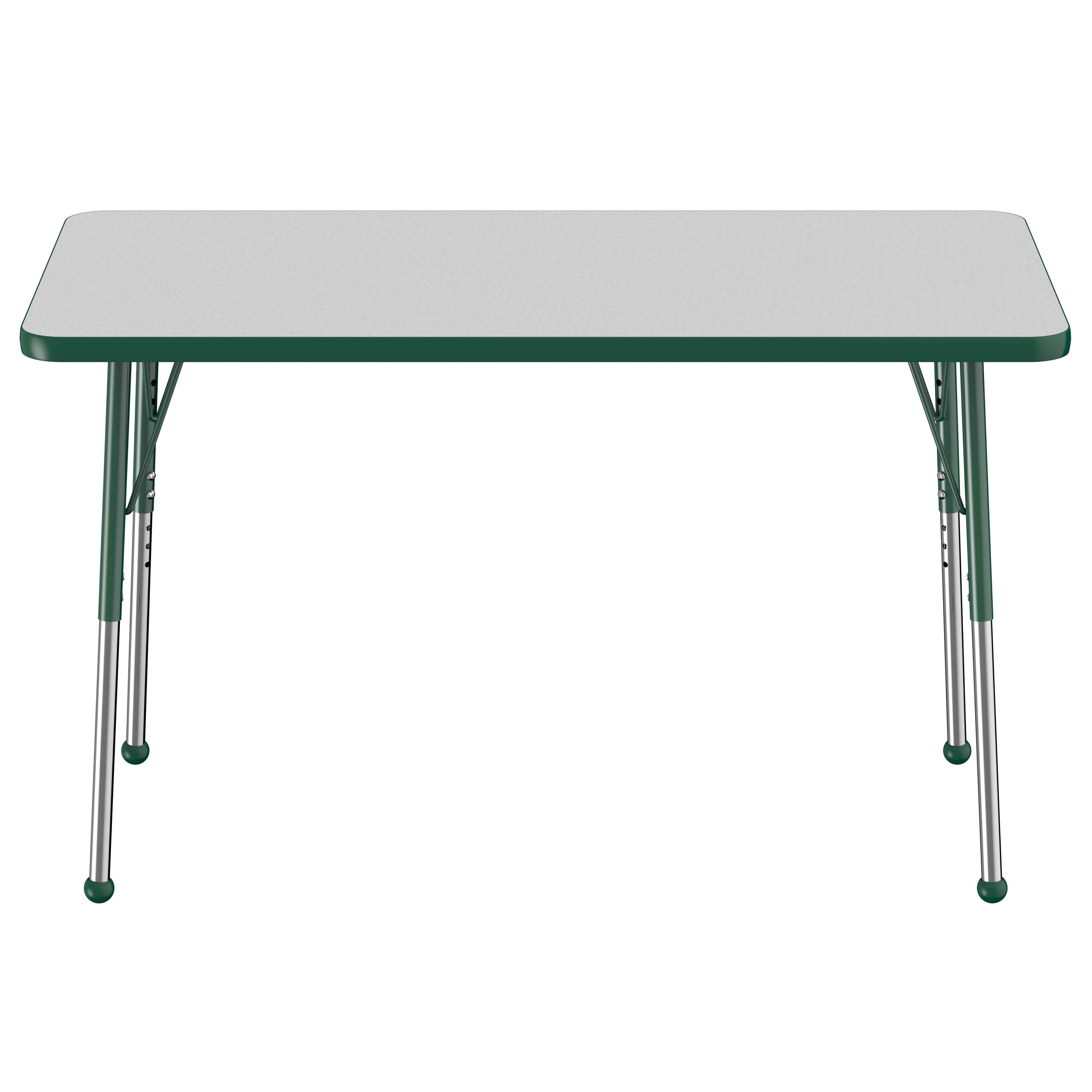24" x 48" Rectangle T-Molding Activity Table with Adjustable Standard Ball Glide Legs - Gray/Green
