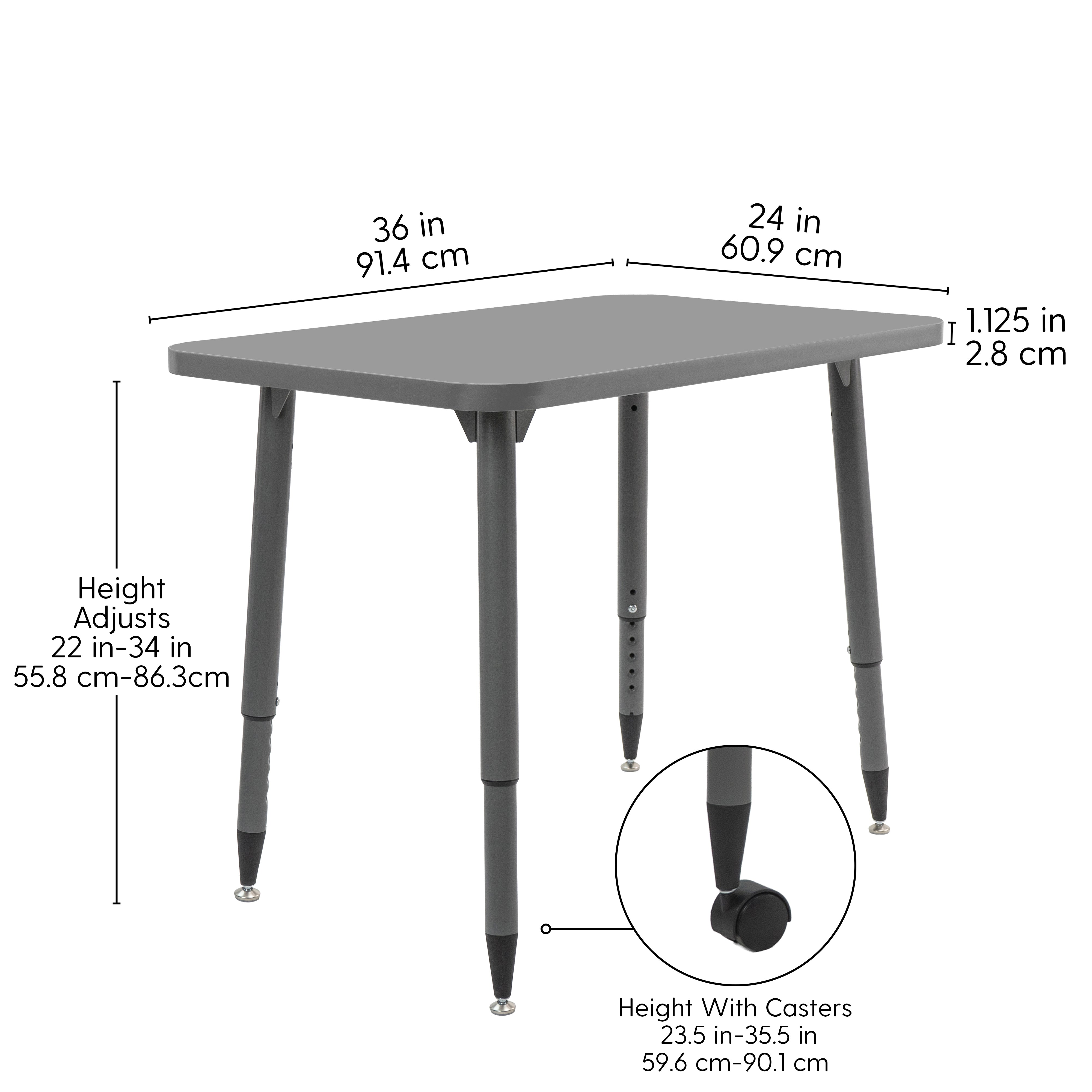Adapte 24" x 36" Rectangle Thermofused Activity Table with Adjustable Tapered Legs - North Sea/North Sea