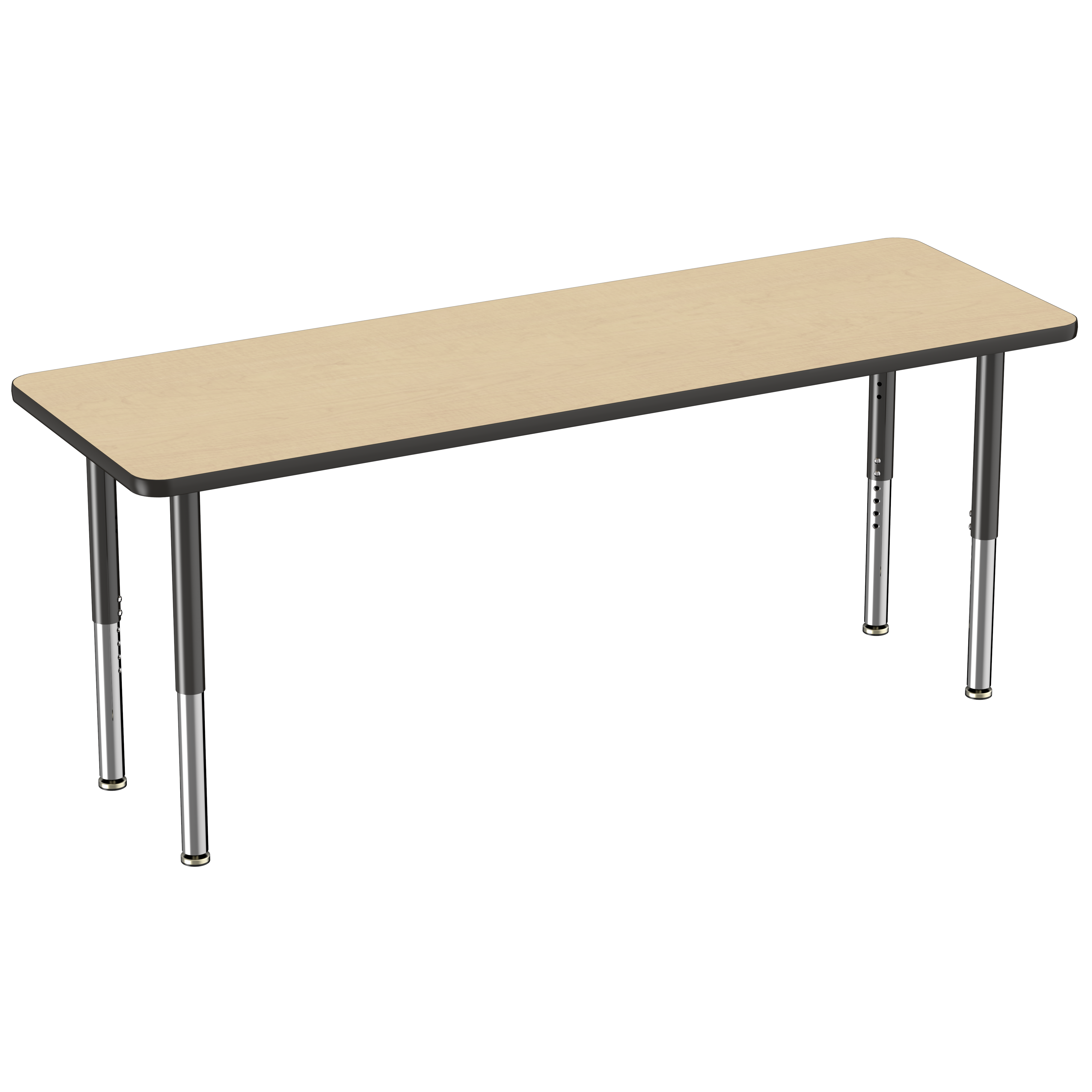 24" x 72" Rectangle T-Molding Activity Table with Adjustable Super Legs - Maple/Black