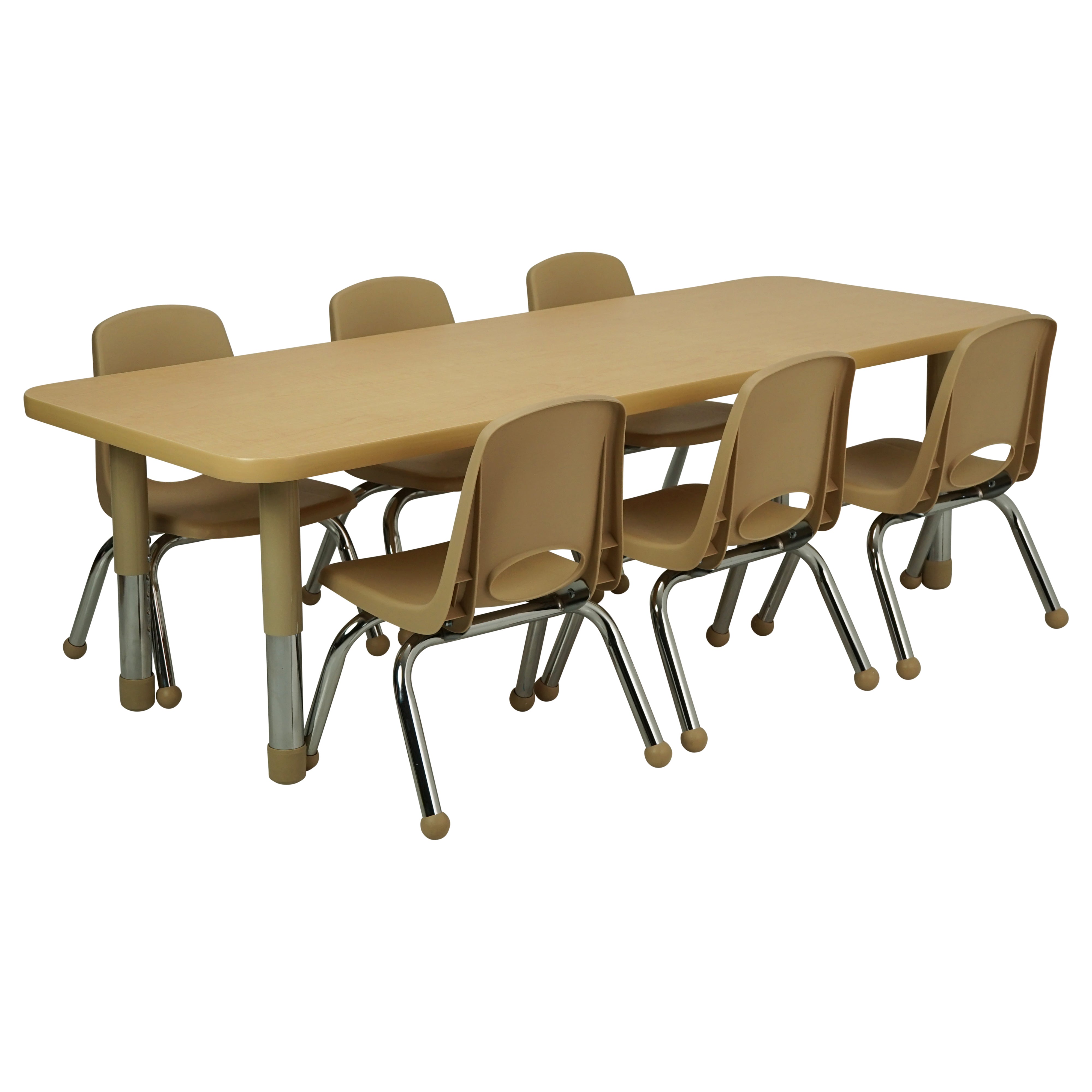 24" x 60" Rectangle T-Molding Activity Table with Adjustable Tiny Tot Legs - Maple/Sand