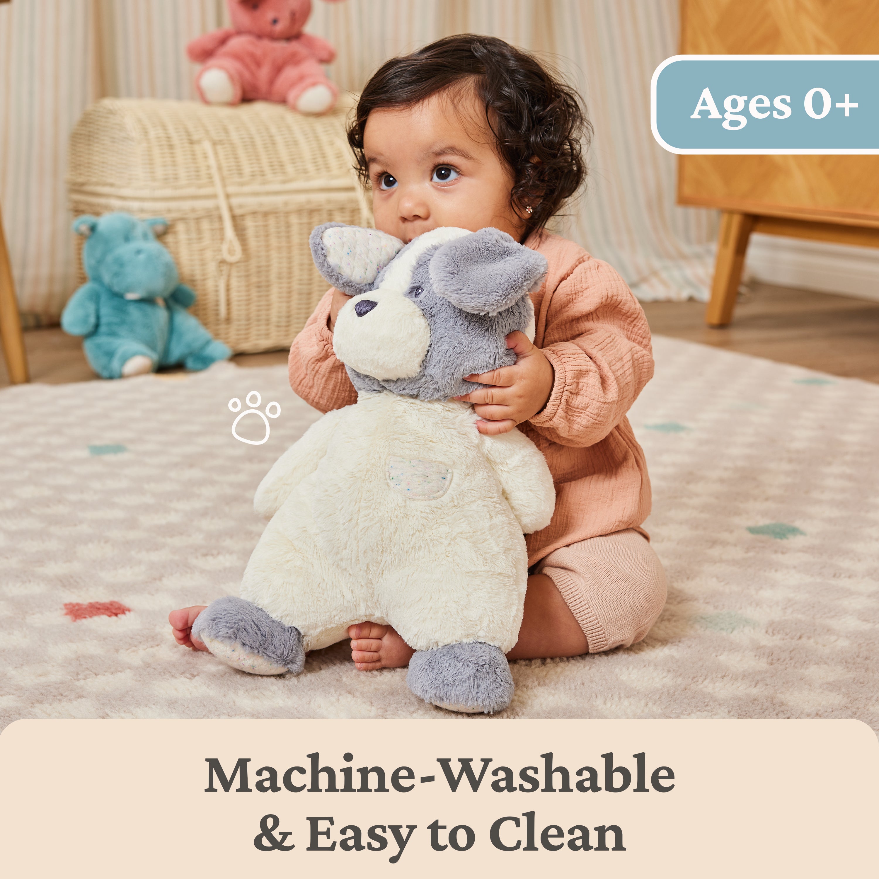 Baby GUND Oh So Snuggly Puppy, Large Stuffed Animal Dog for Babies and Infants, Grey/White, 12.5”
