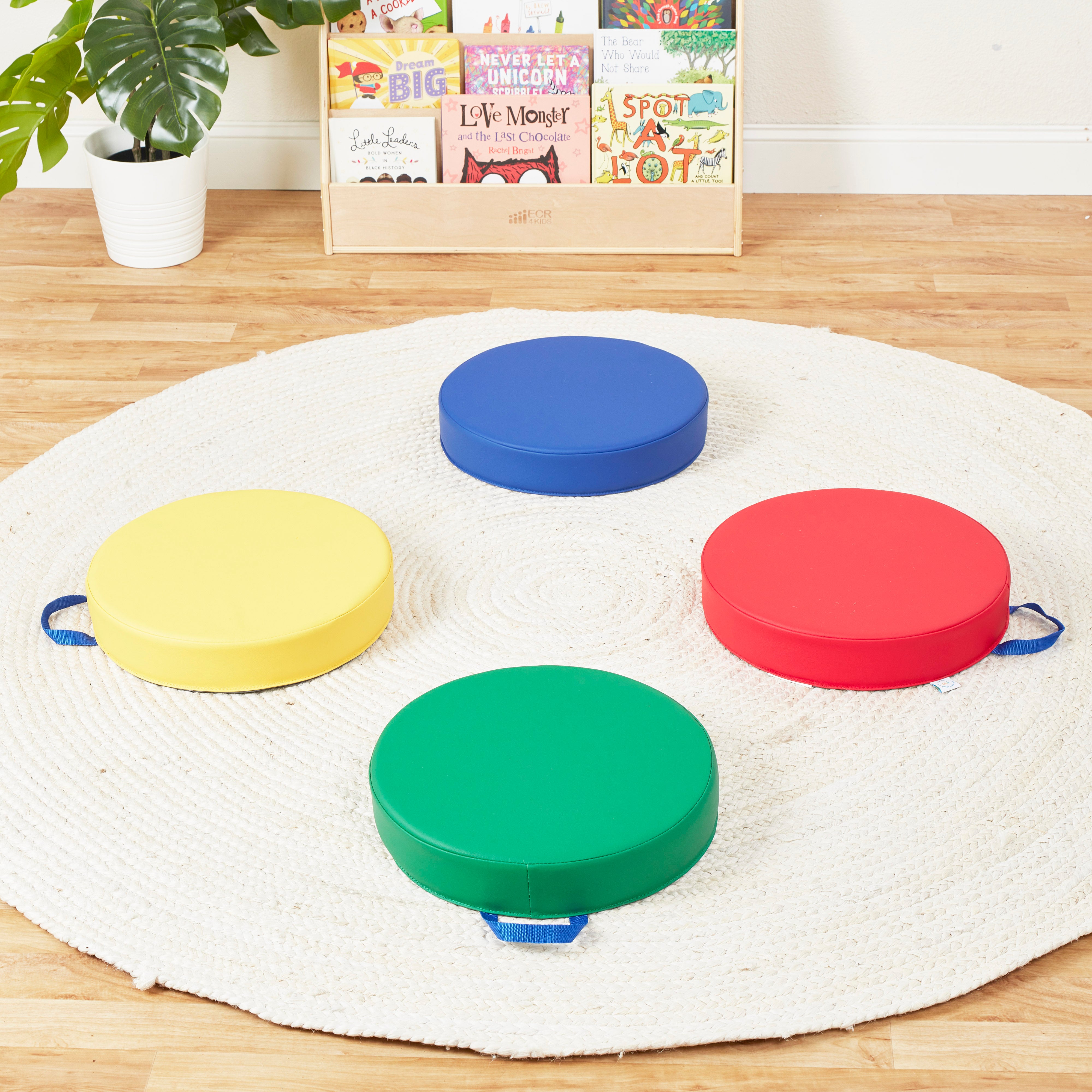 SoftZone Round Carry Me Floor Cushion 4-Piece - Assorted