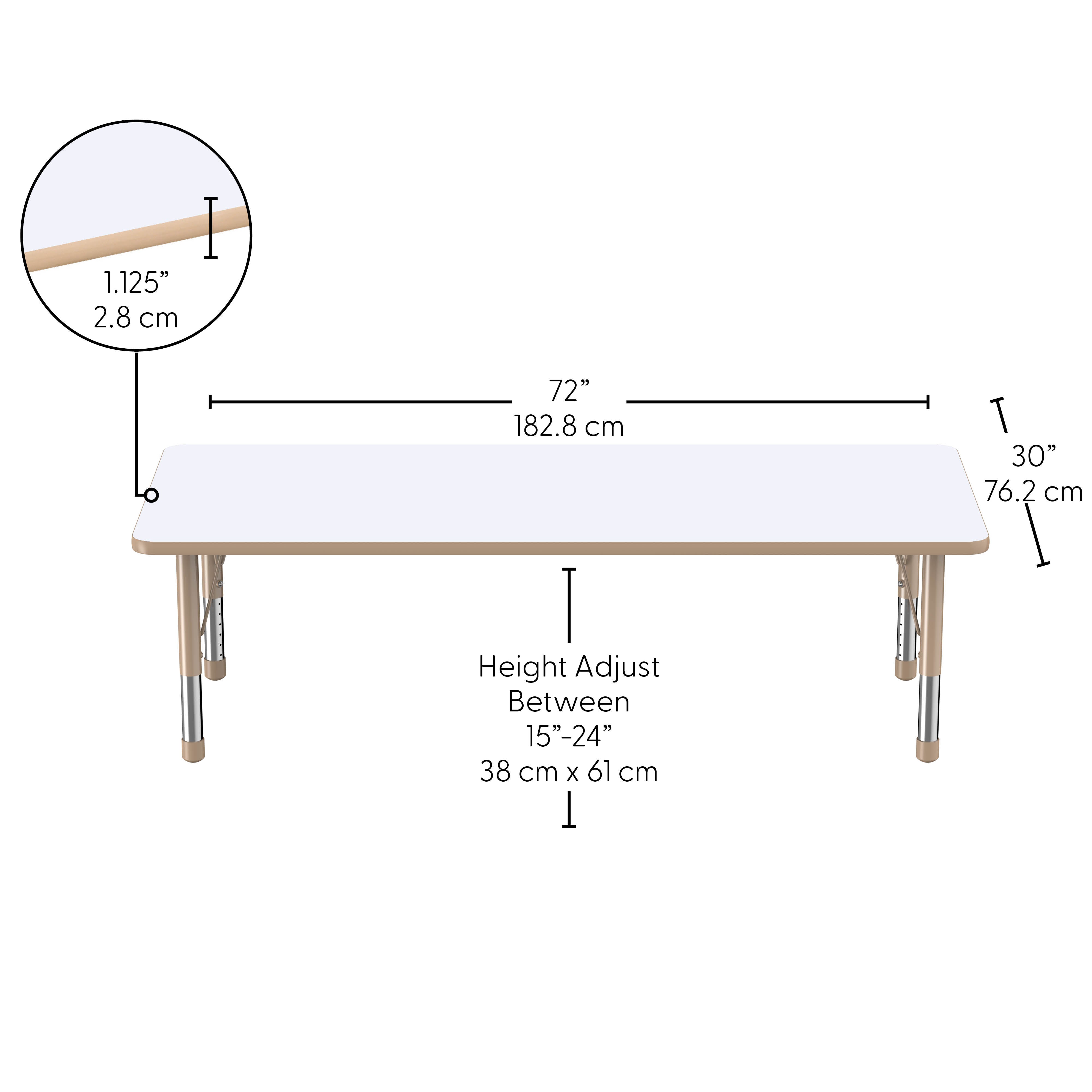 30" x 72" Rectangle Dry-Erase Activity Table with Adjustable Chunky Legs - Whiteboard/Sand