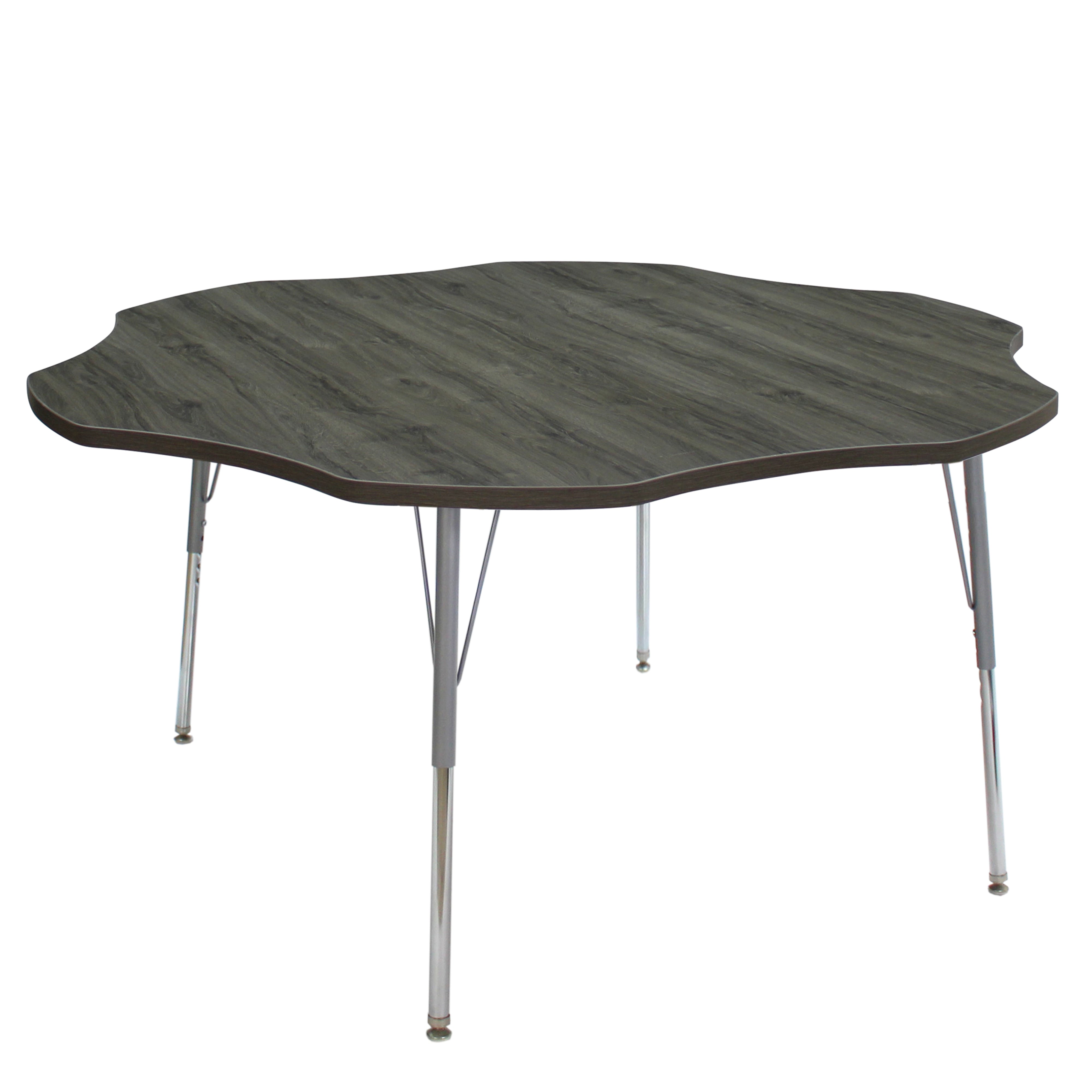 60" Flower La Madera Activity Table with Standard Legs - Gray Wood/Silver