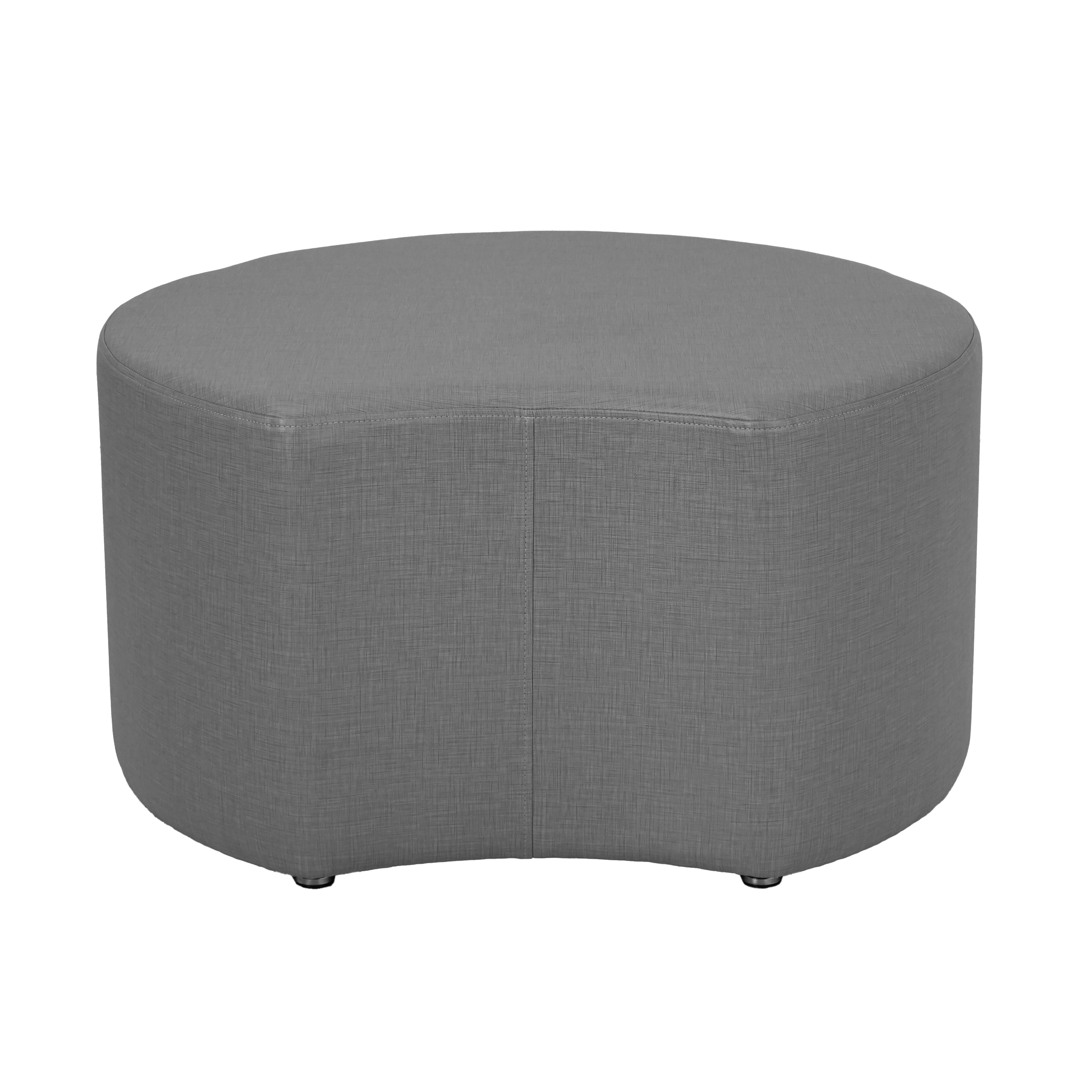 Pro Series Upholstered Crescent Ottoman 18" Height - Slate Gray Crosshatch