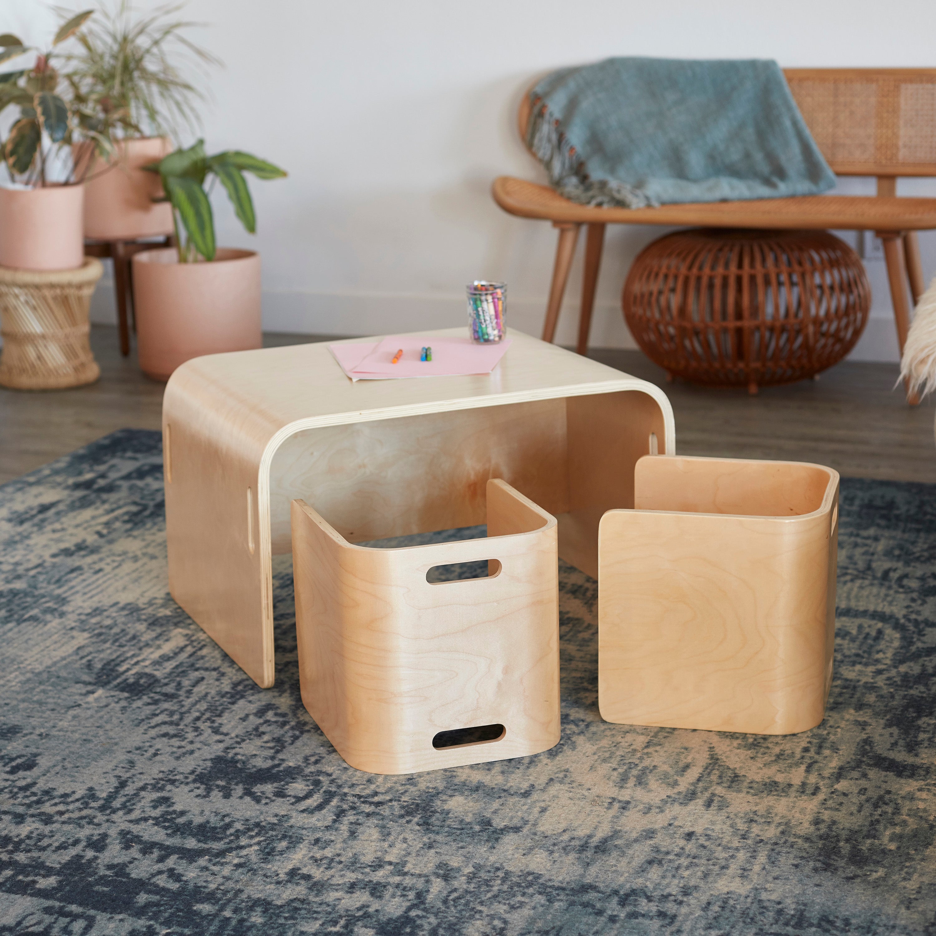 Bentwood Multipurpose Table and Chair Set - Natural