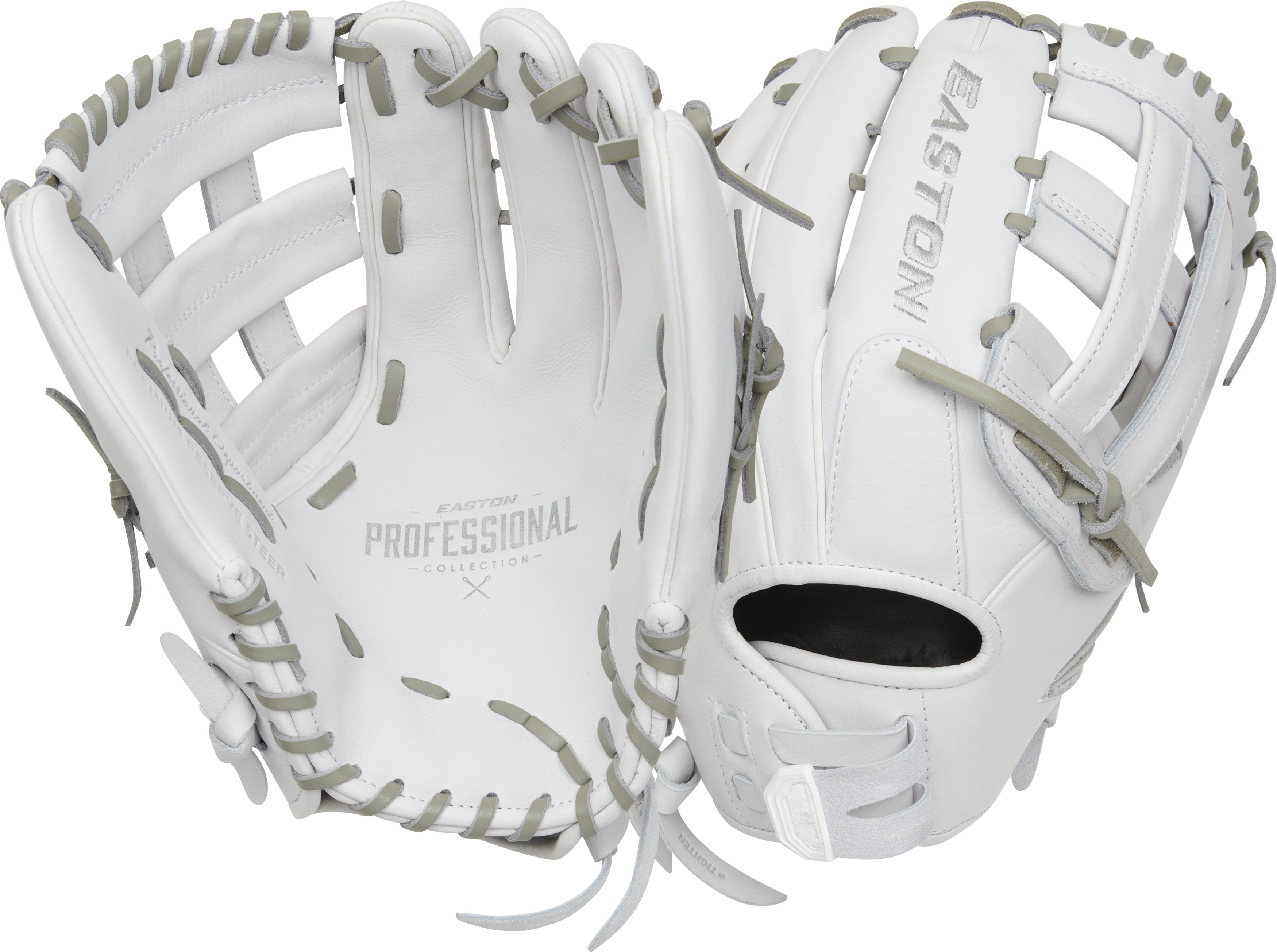 Easton Pro Collection Series 13-Inch Softball Glove - Right Hand Thrower - White/Gray