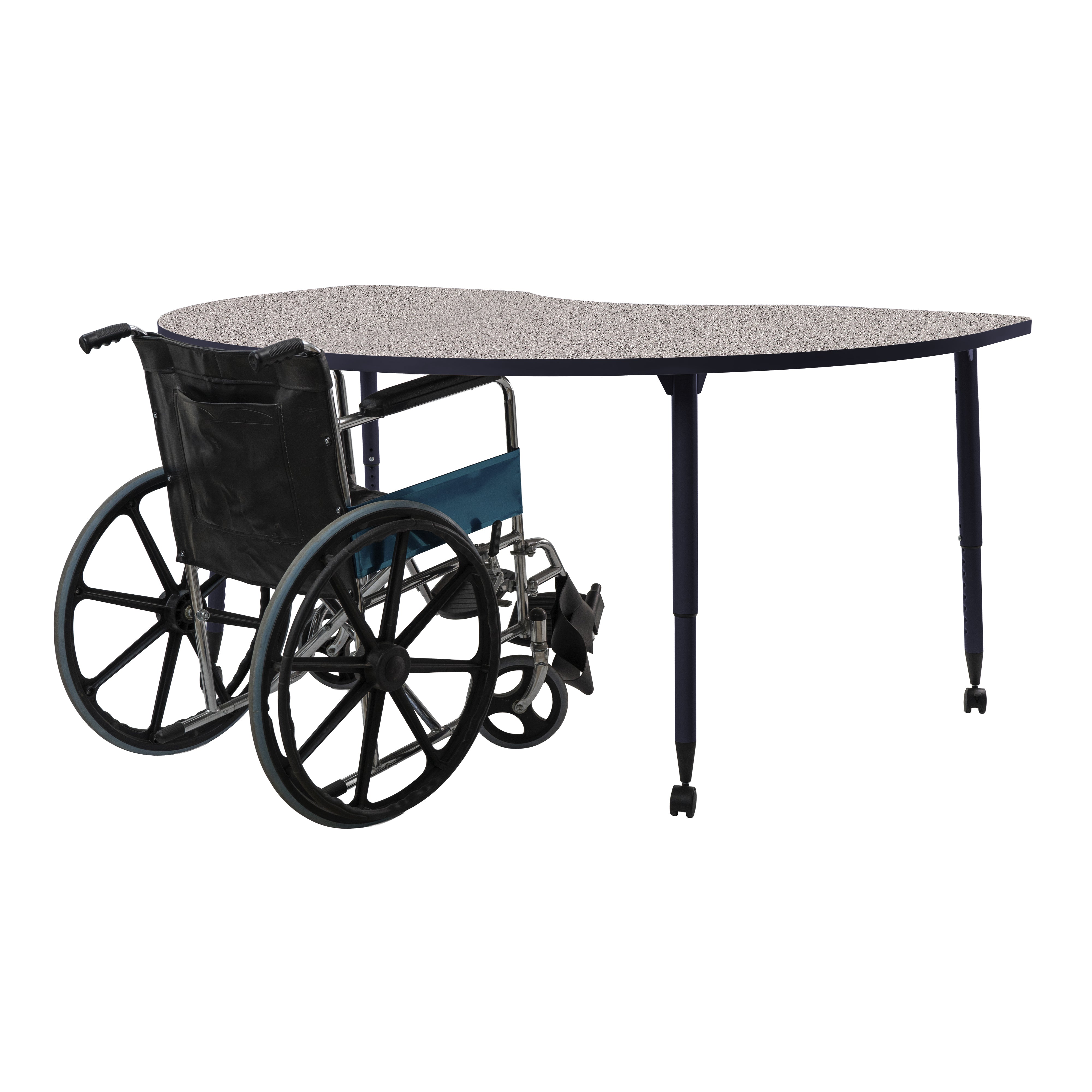 Adapte 48" x 72" Kidney Thermofused Activity Table with Adjustable Tapered Legs - Gray/Navy