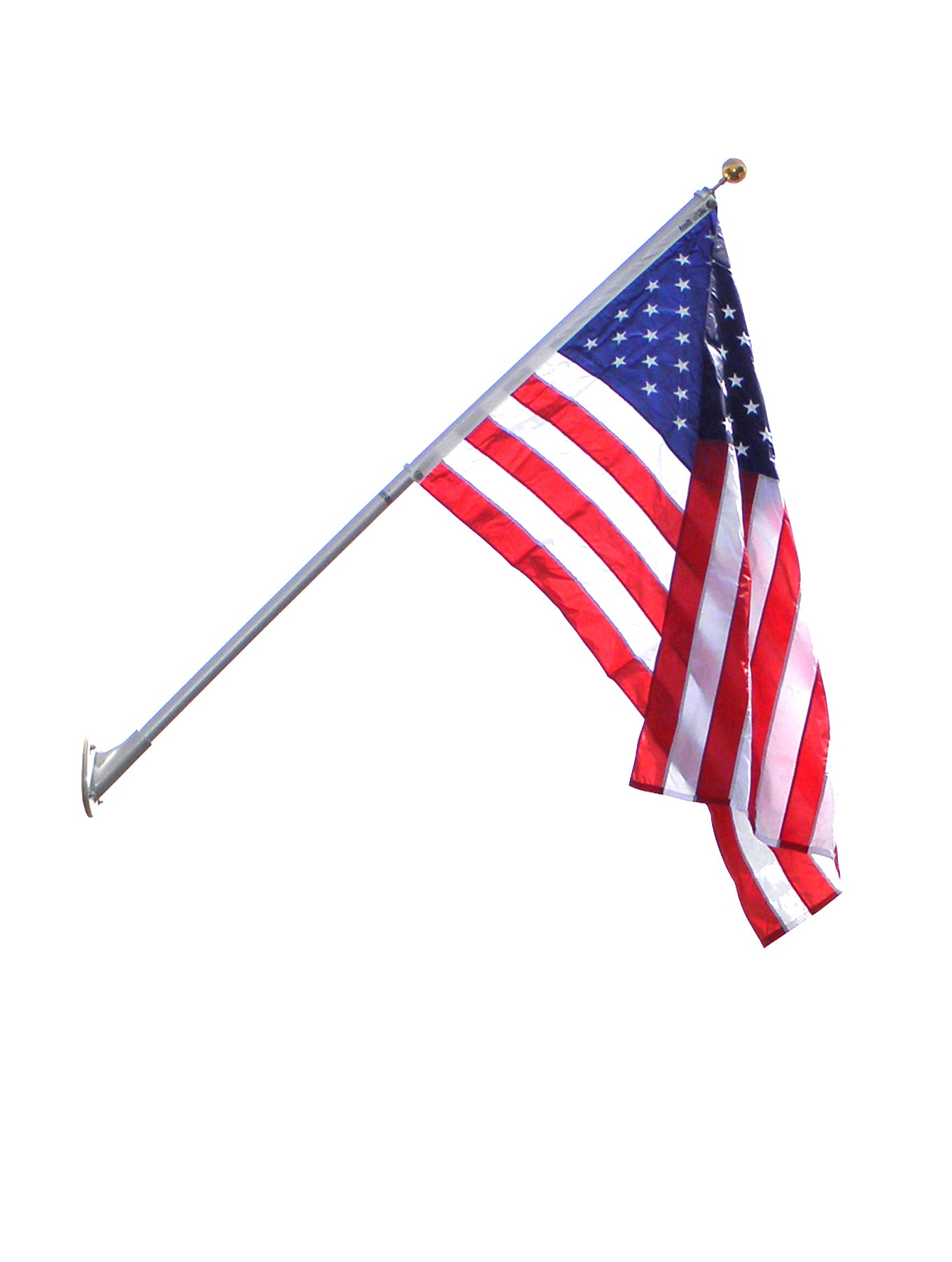 American Flag and Outrigger Flagpole Set - 8 ft. Aluminum Flagpole and US Flag 4x6 ft. SolarGuard Nylon by Annin Flagmakers, Outrigger Flagpole Kit. Model 3621