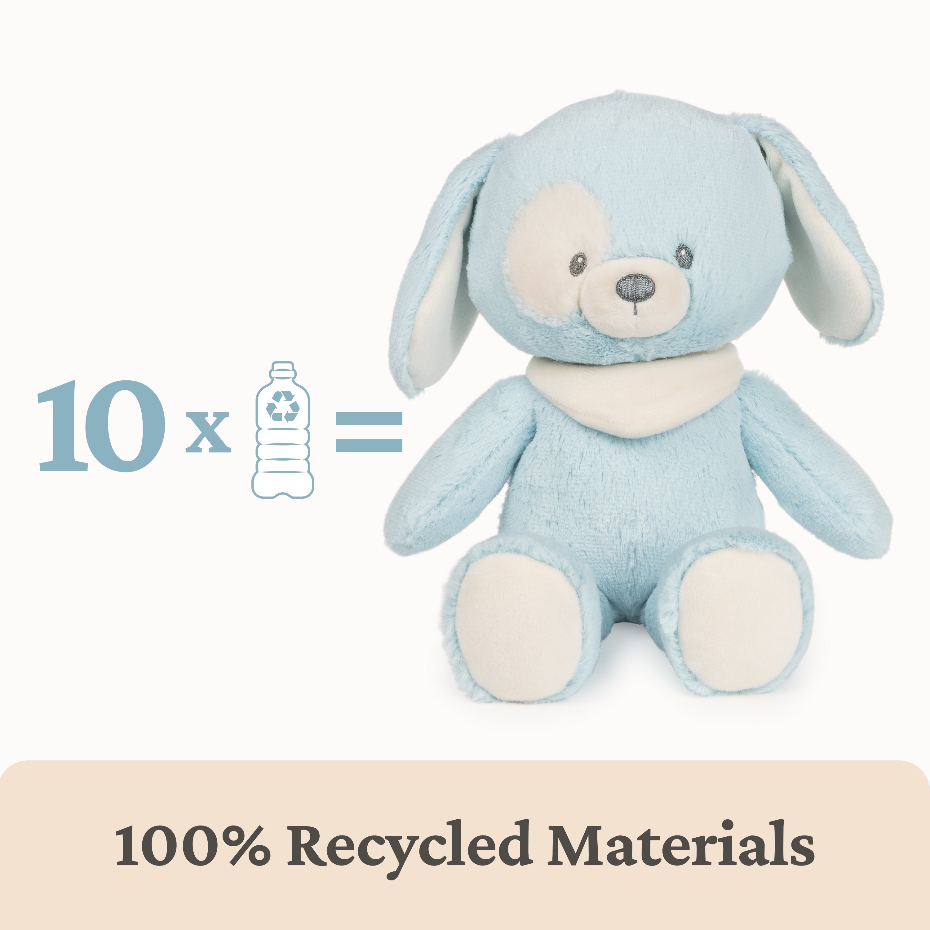 Baby GUND Sustainable Puppy Plush, Stuffed Animal Made from Recycled Materials,  Gift for Babies and Newborns, Blue/Cream, 13”