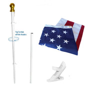 American Flag and Flagpole Set Estate kit - 6 ft. 2 Section White Spinning Pole that Rotates 360 Degrees with US Flag 3x5 ft. SolarGuard Nylon.