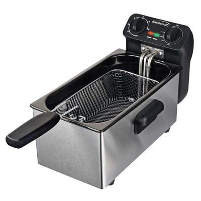 Brentwood 12-Cup Electric Stainless Steel Deep Fryer with Removable Basket, Enamel Pot, Adjustable Temperature, Lid with Viewing Window and Odor Free Filter