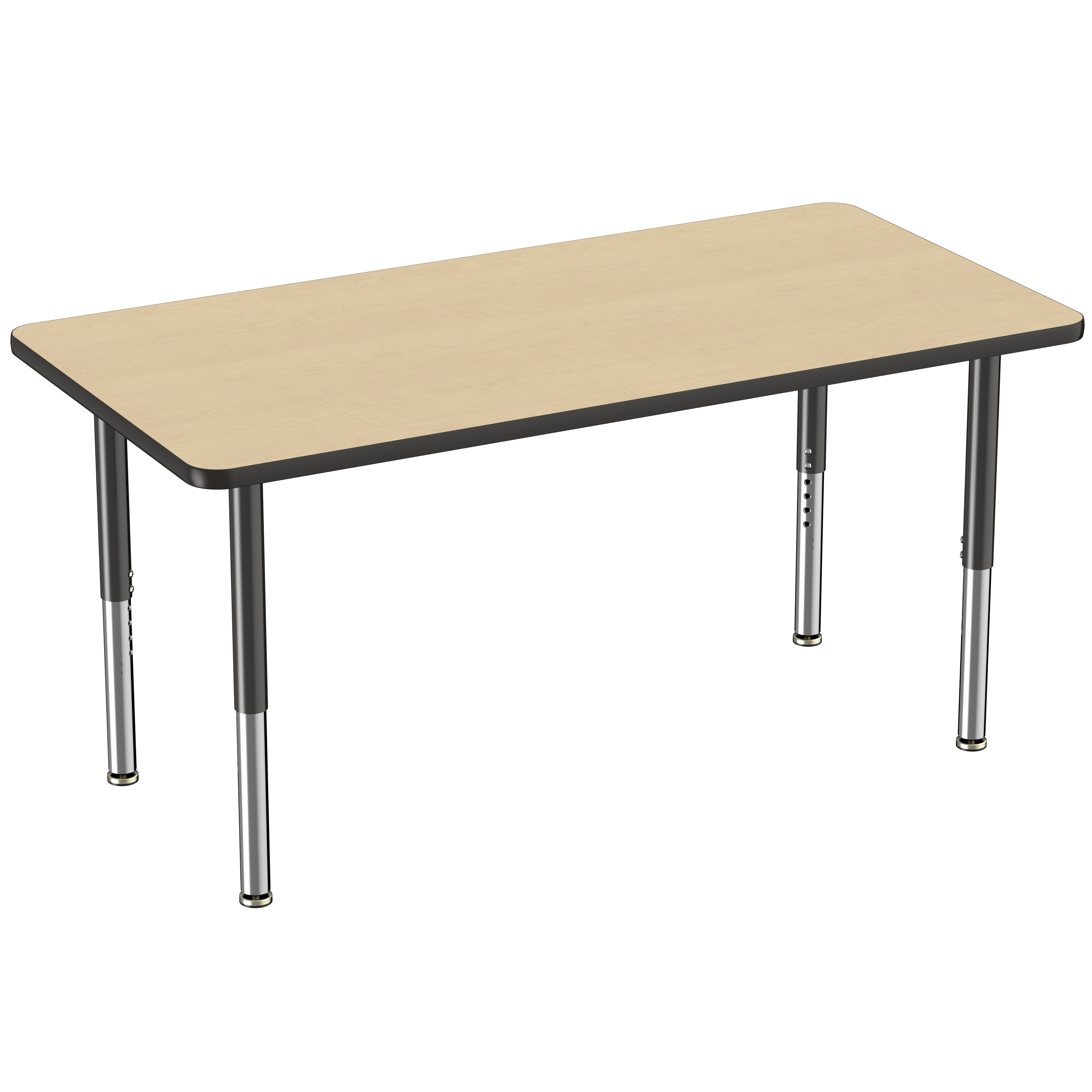 30" x 60" Rectangle T-Molding Activity Table with Adjustable Super Legs - Maple/Black