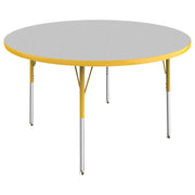 48" Round T-Molding Activity Table with Adjustable Standard Swivel Glide Legs - Gray/Yellow