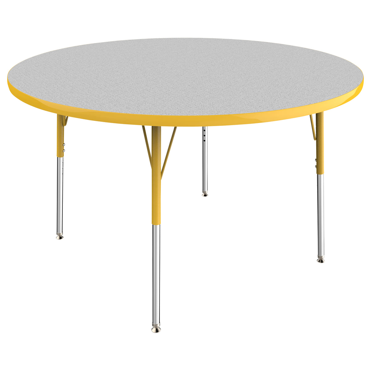 48" Round T-Molding Activity Table with Adjustable Standard Swivel Glide Legs - Gray/Yellow