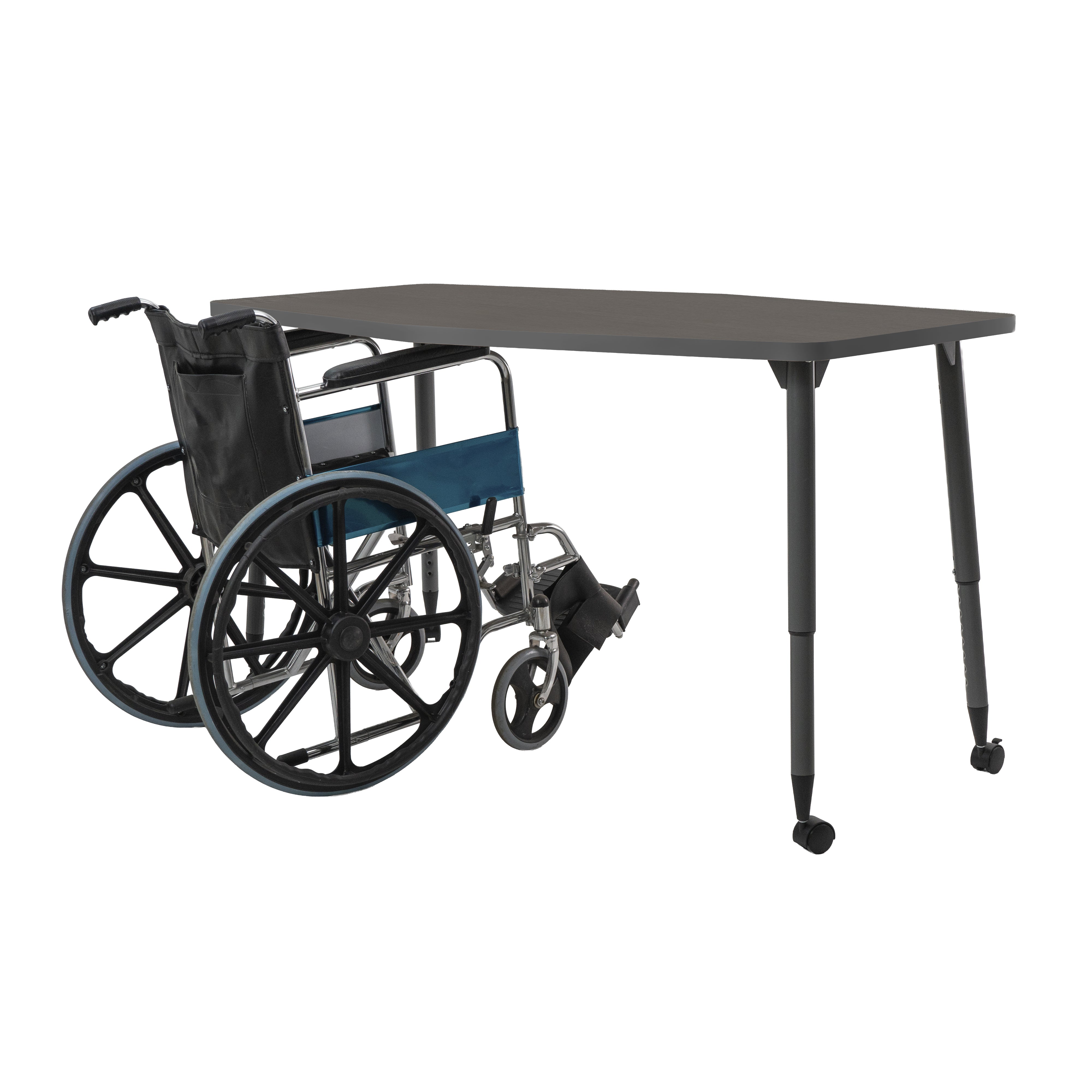Adapte 34" x 60" Long Hexagon Thermofused Activity Table with Adjustable Tapered Legs - Cosmic Strandz/North Sea
