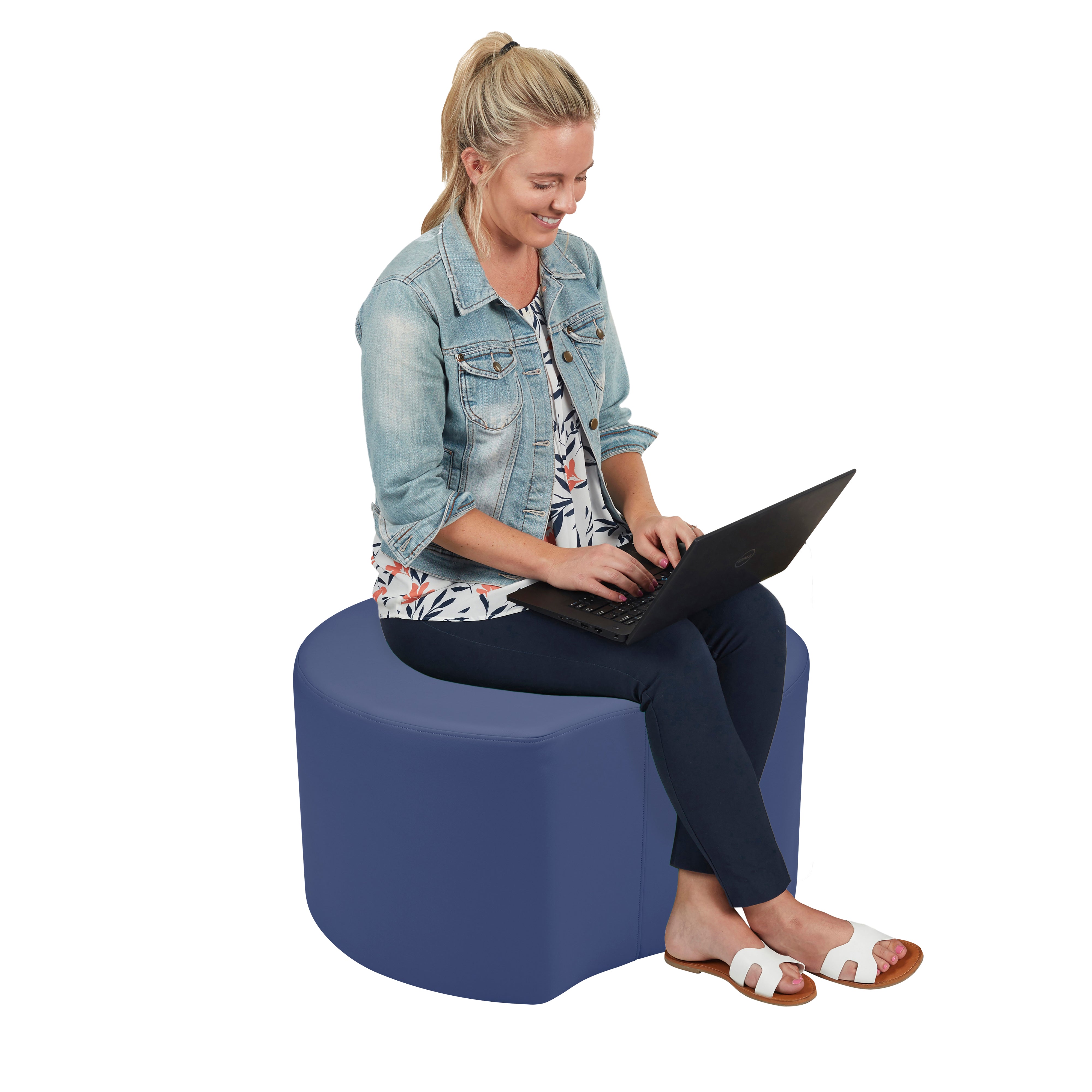 Pro Series Upholstered Crescent Ottoman 18" Height - Navy