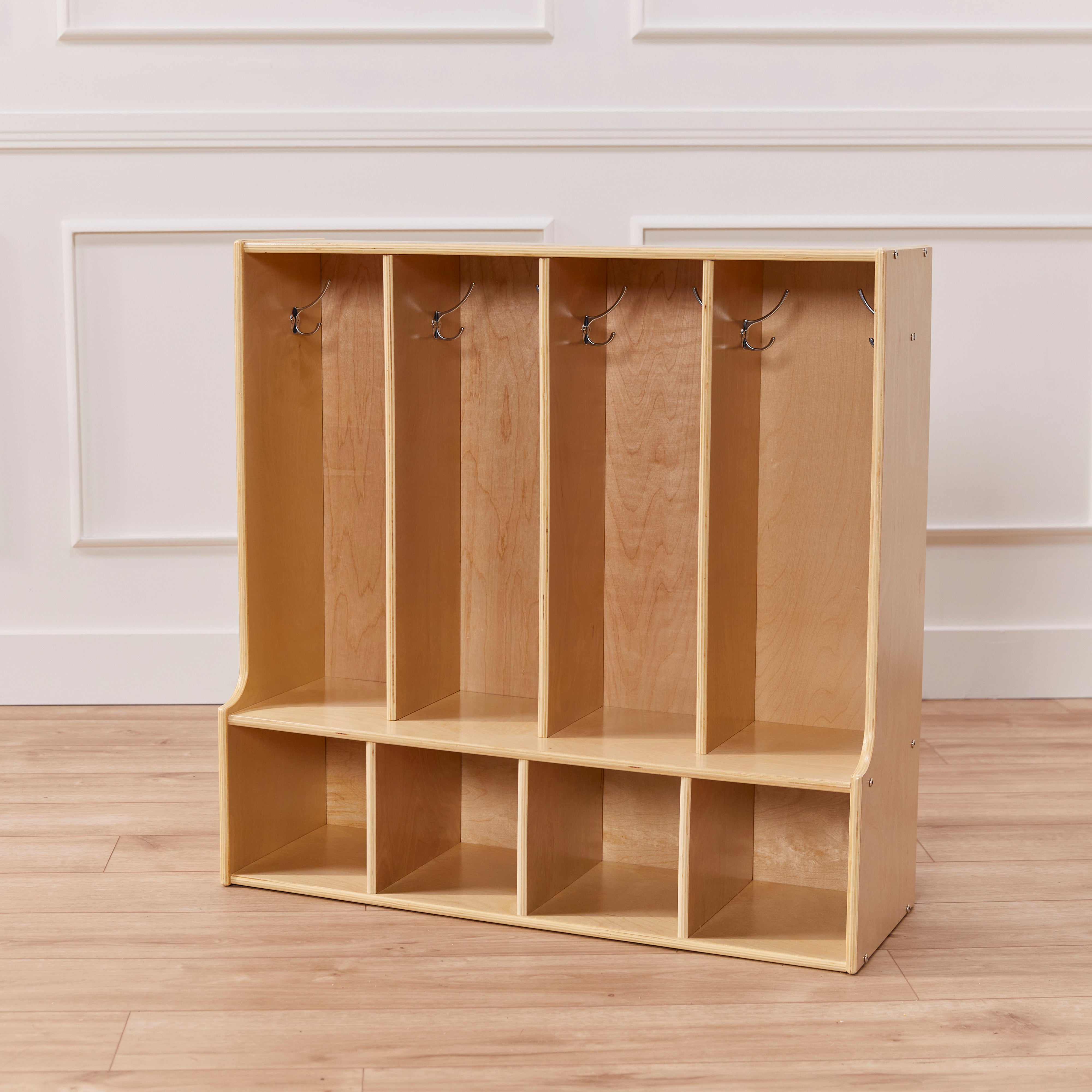 Streamline 4-Section Toddler Coat Locker with Bench - Natural