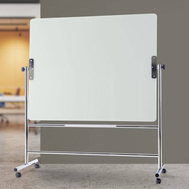 OfficeSource Vizual Magnetic Glass Revolving Glass Dry-Erase Easel - 48" x 60"  - White