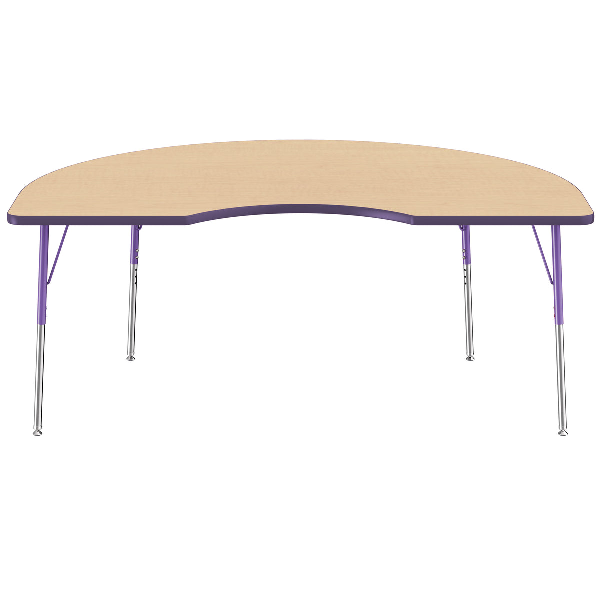 48" x 72" Kidney T-Molding Activity Table with Adjustable Standard Swivel Glide Legs - Maple/Purple