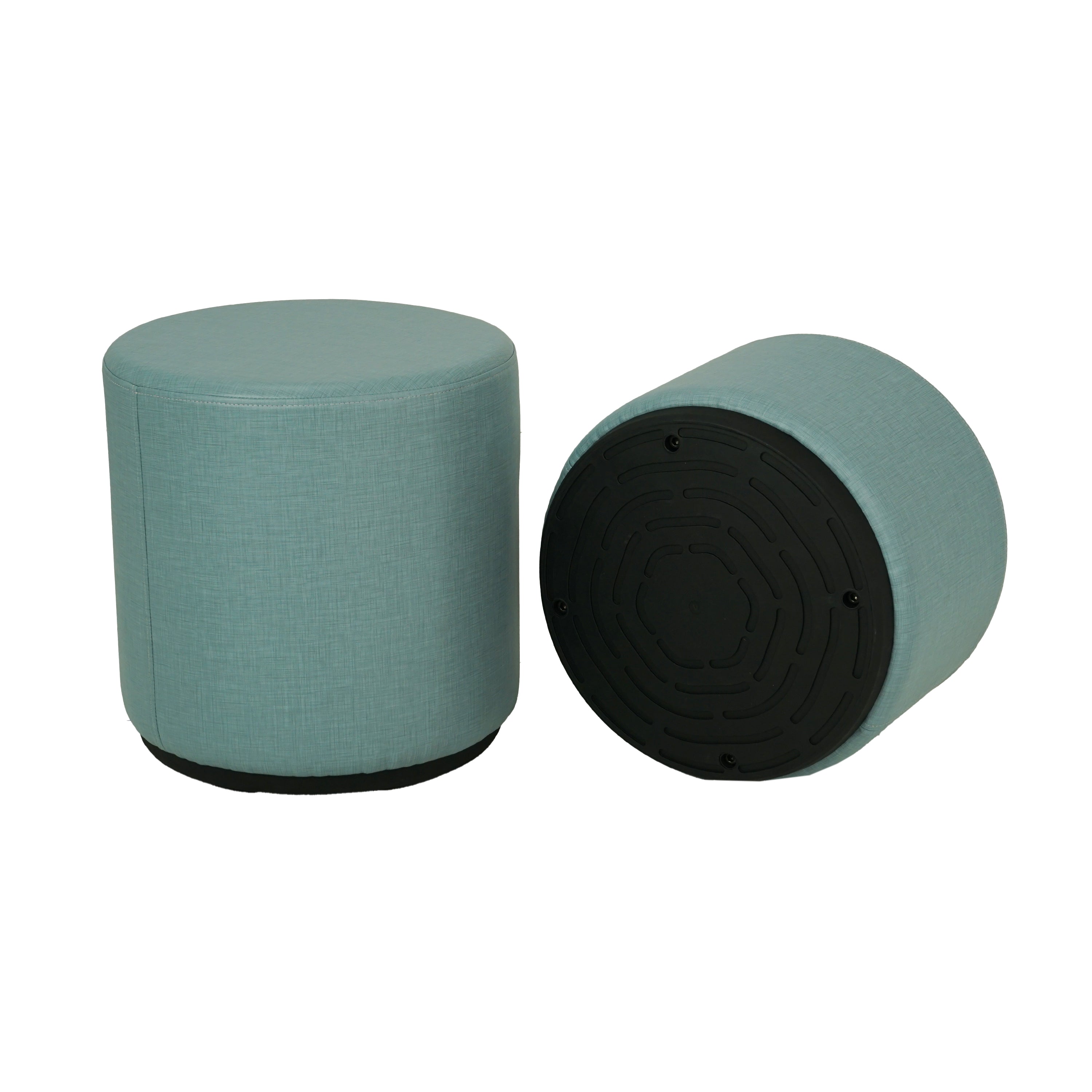 Pro Series Upholstered 18" Round Ottoman Rocker 12" Height - Sky Blue Crosshatch