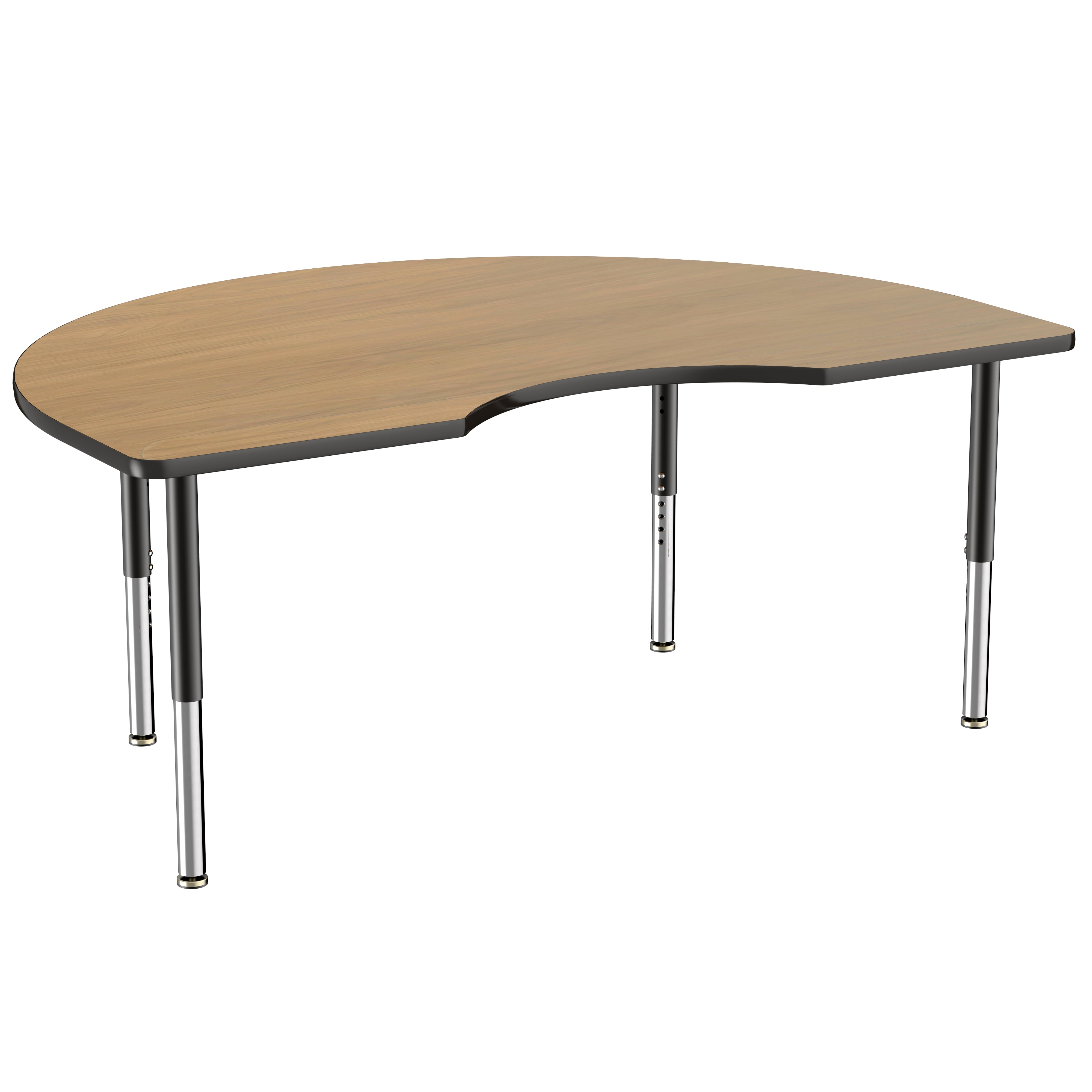 48" x 72" Kidney T-Molding Activity Table with Adjustable Super Legs - Pasadena Oak/Black