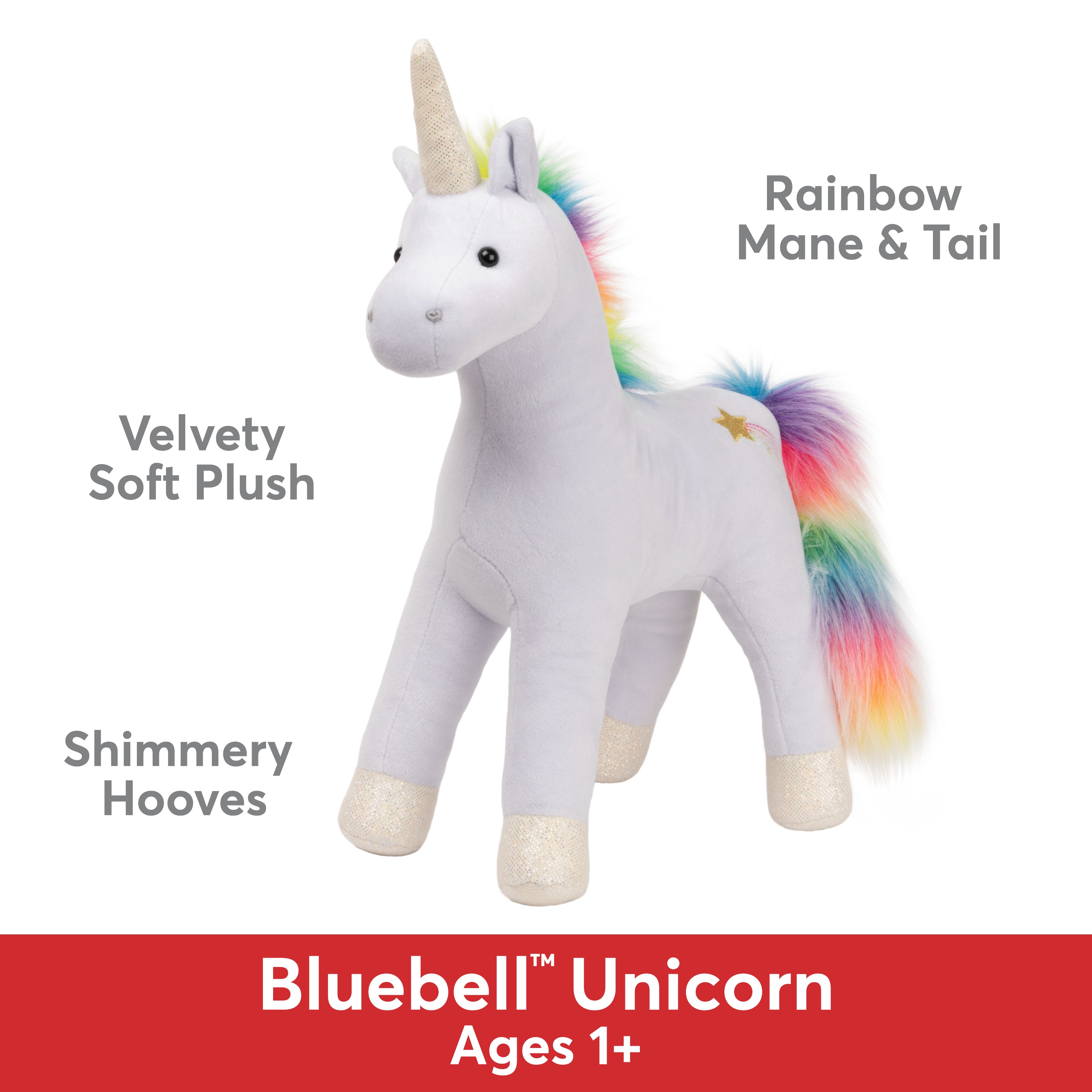 GUND Bluebell Rainbow Unicorn Stuffed Animal, Plush Unicorn for Ages 1 and Up, Blue, 15”