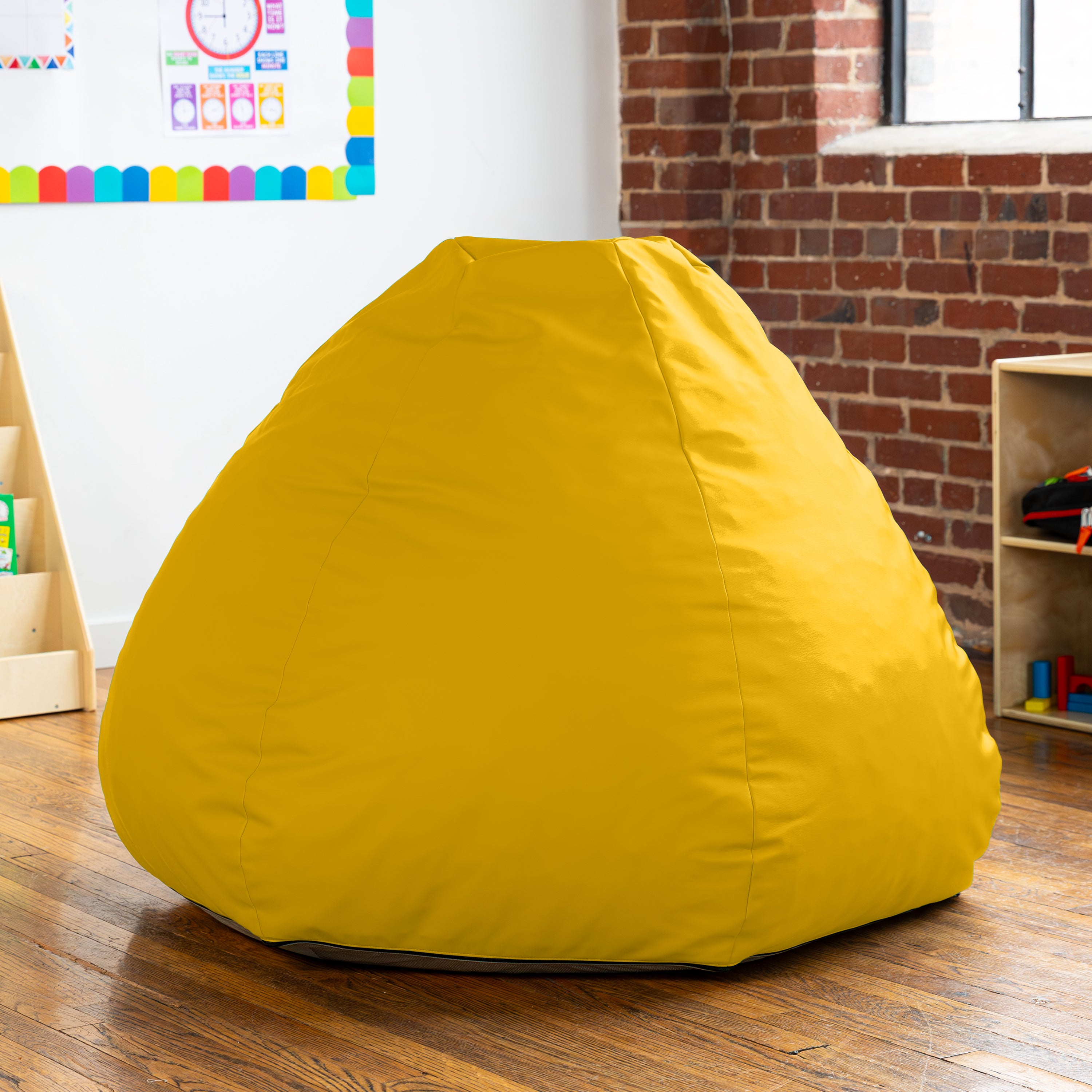 Jaxx Gumdrop Commercial Grade Bean Bag for Educational Environments, Large Size - Premium Vinyl - Yellow