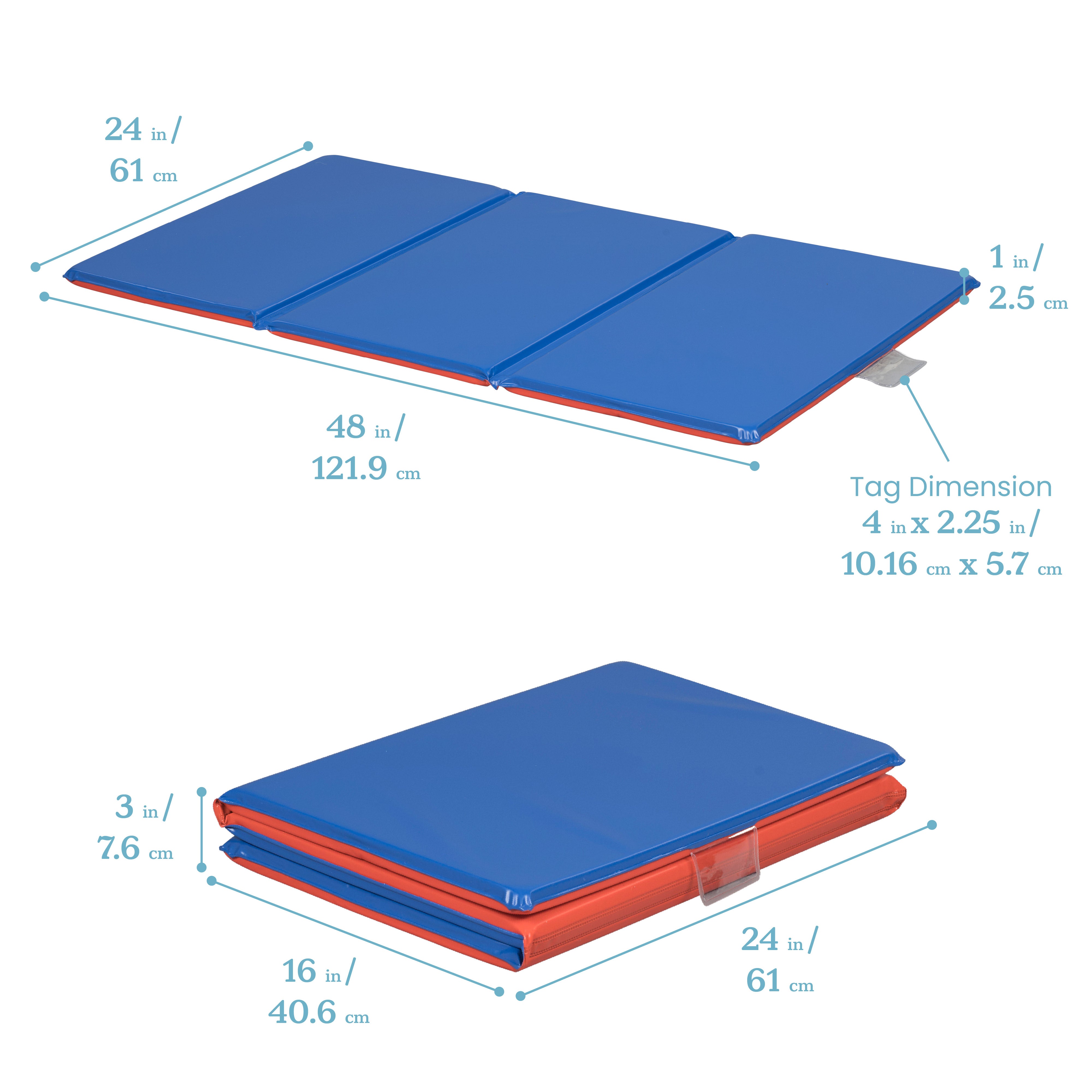 Premium Folding Rest Mat 3-Section 1in 5-Pack - Blue/Red