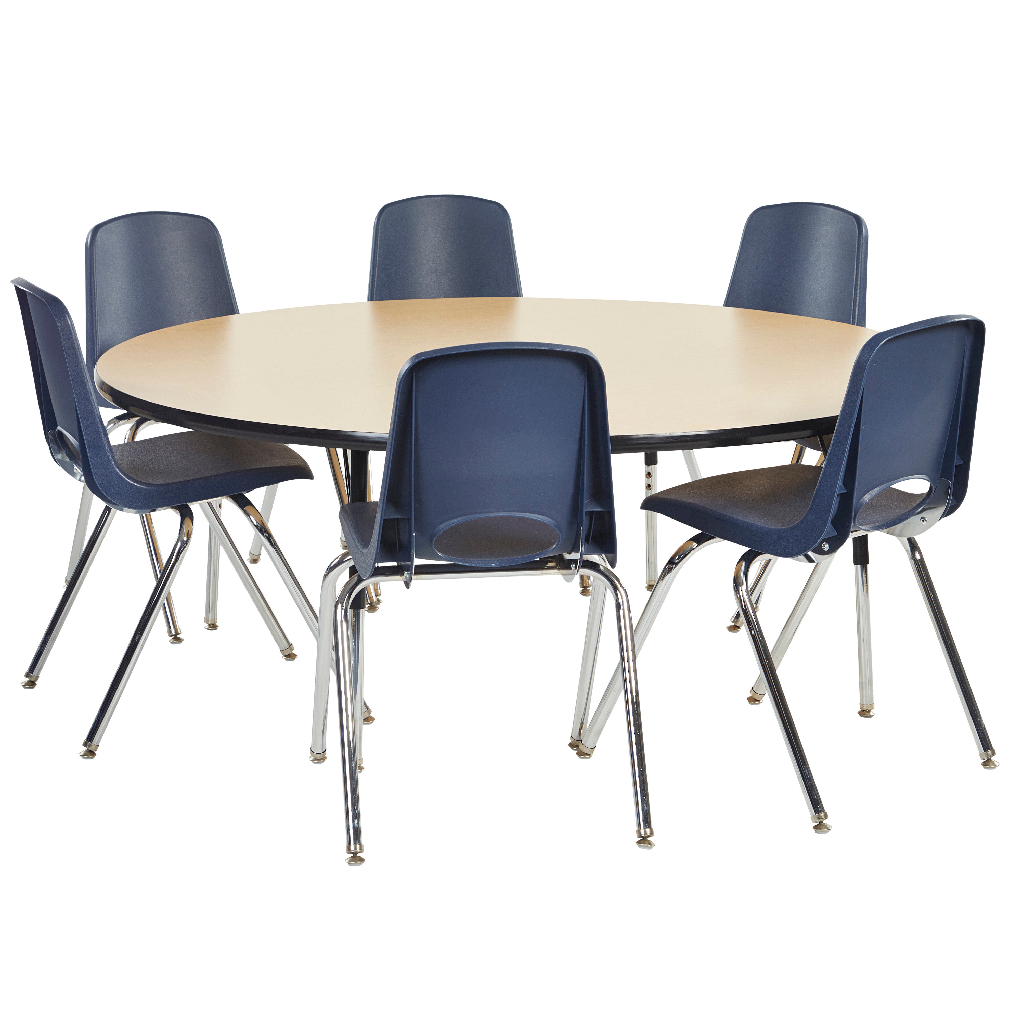 60" Round T-Molding Activity Table with Adjustable Standard Swivel Glide Legs - Maple/Black