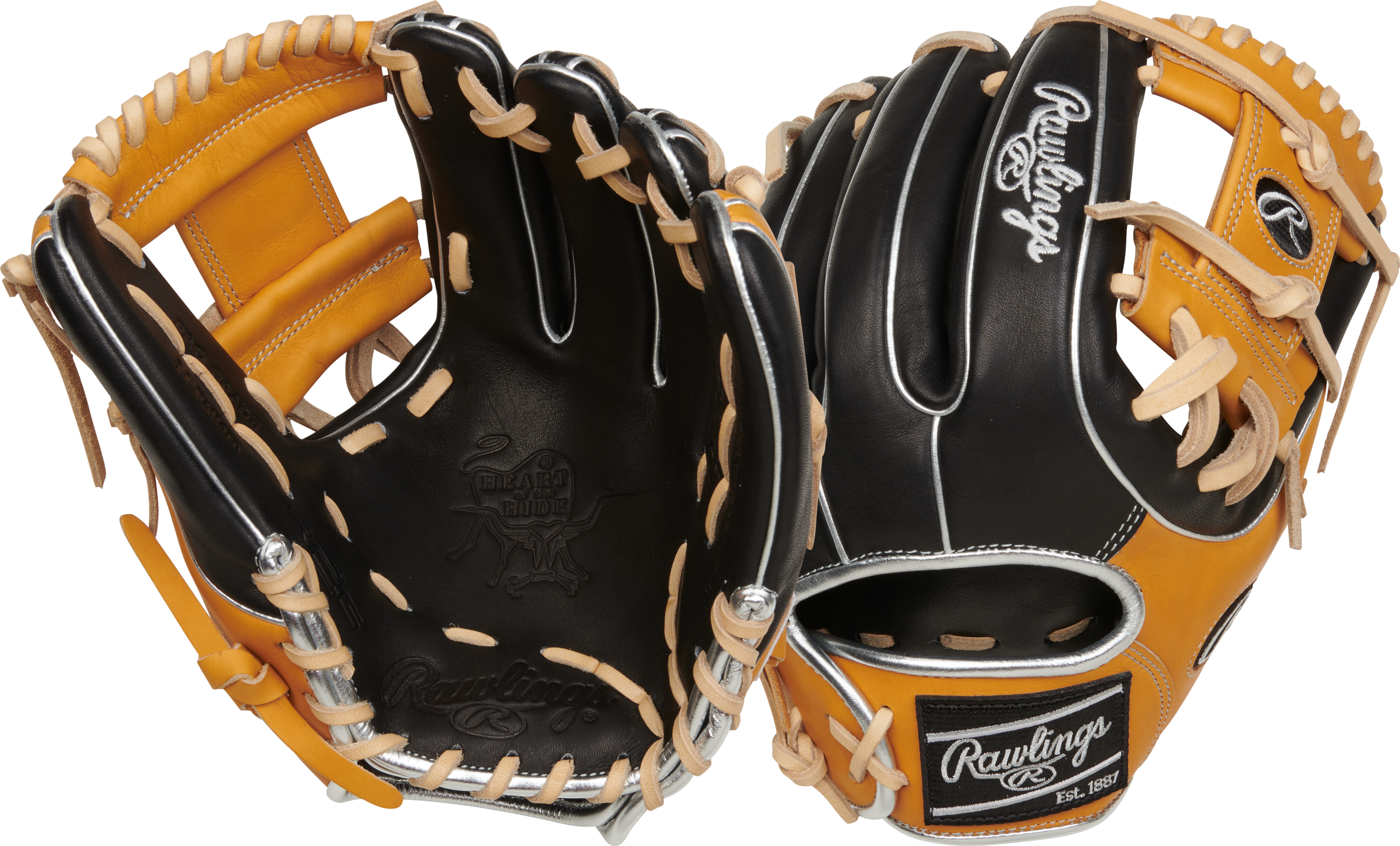 Rawlings Heart Of The Hide Series 11.5-Inch Baseball Glove - Right Hand Thrower - Black/Tan