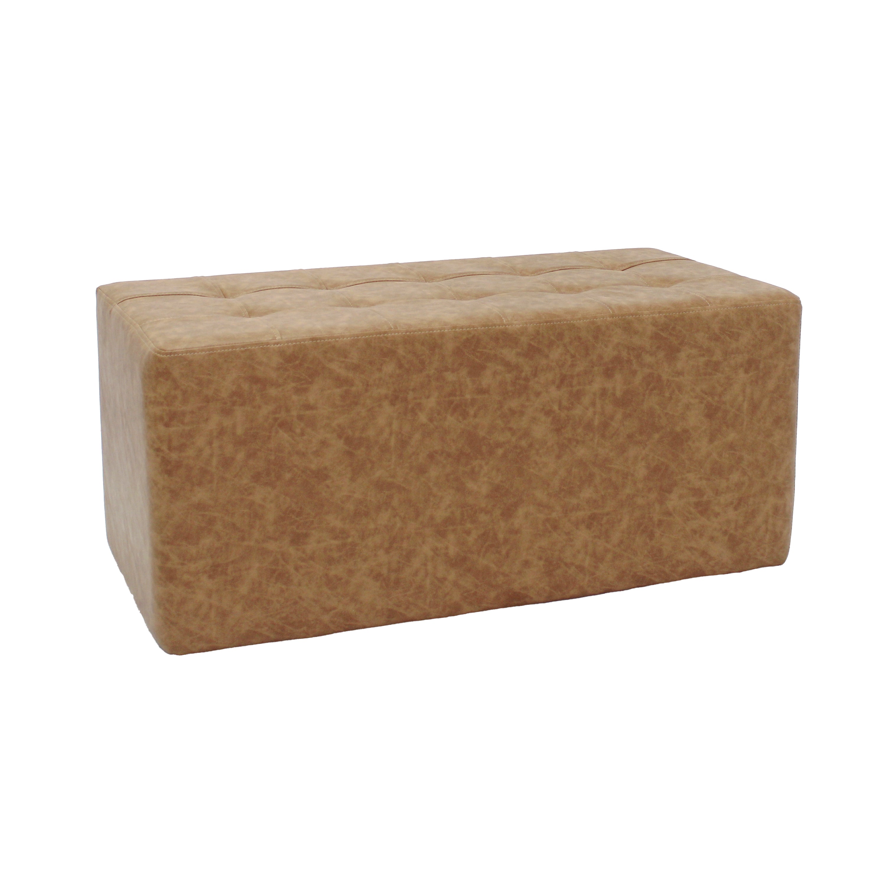 Rustic Tufted Rectangle Ottoman 16" Height - Pecan