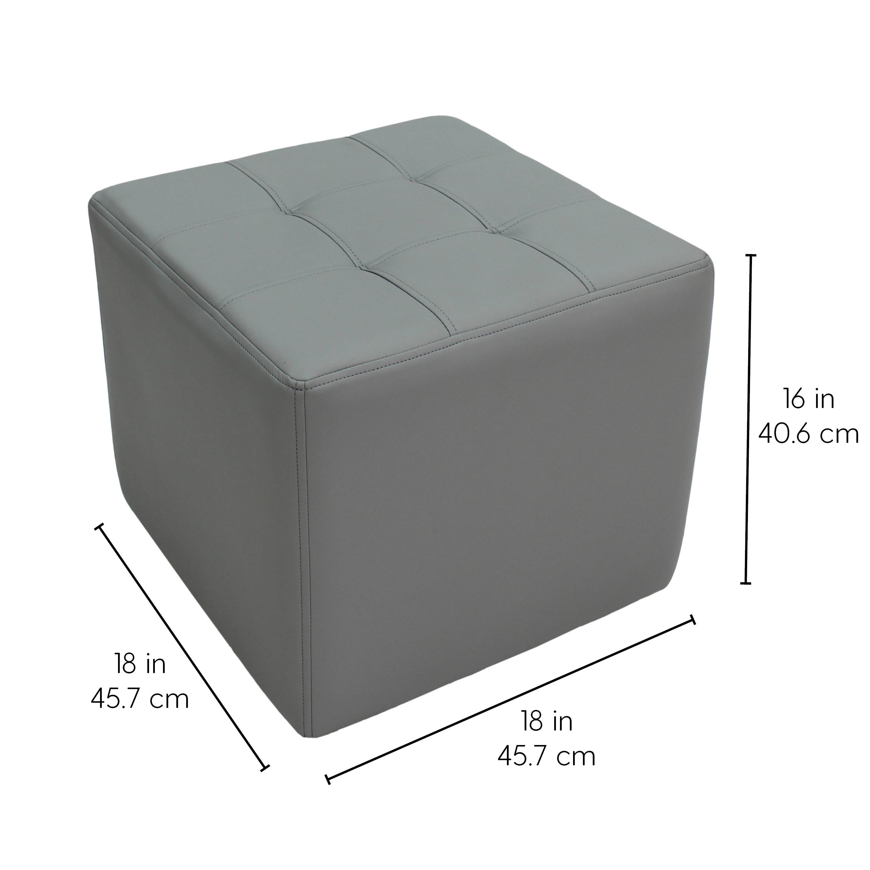 Tufted Square Ottoman 16" Height - Gray