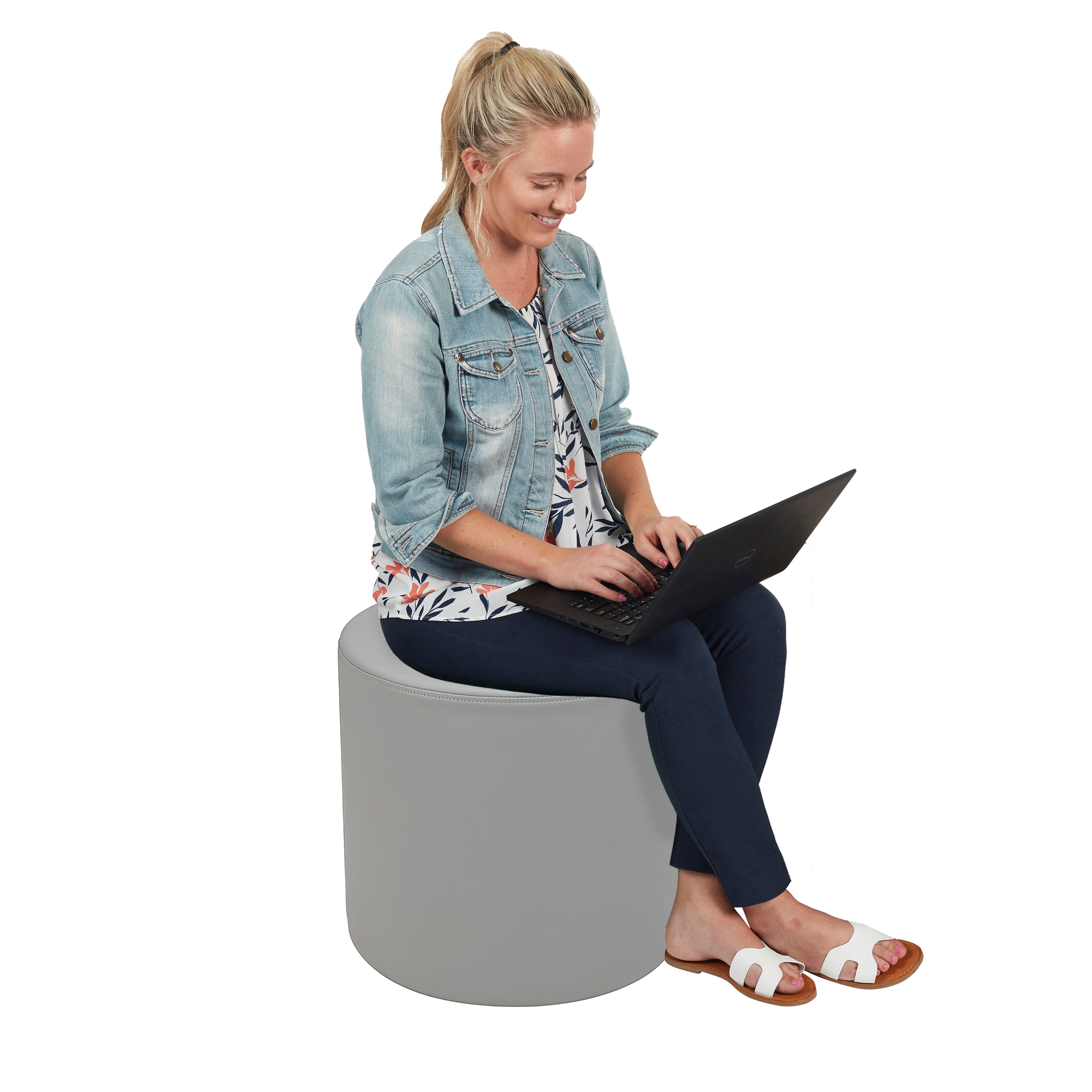 Pro Series Upholstered Round Ottoman 18" Height - Gray